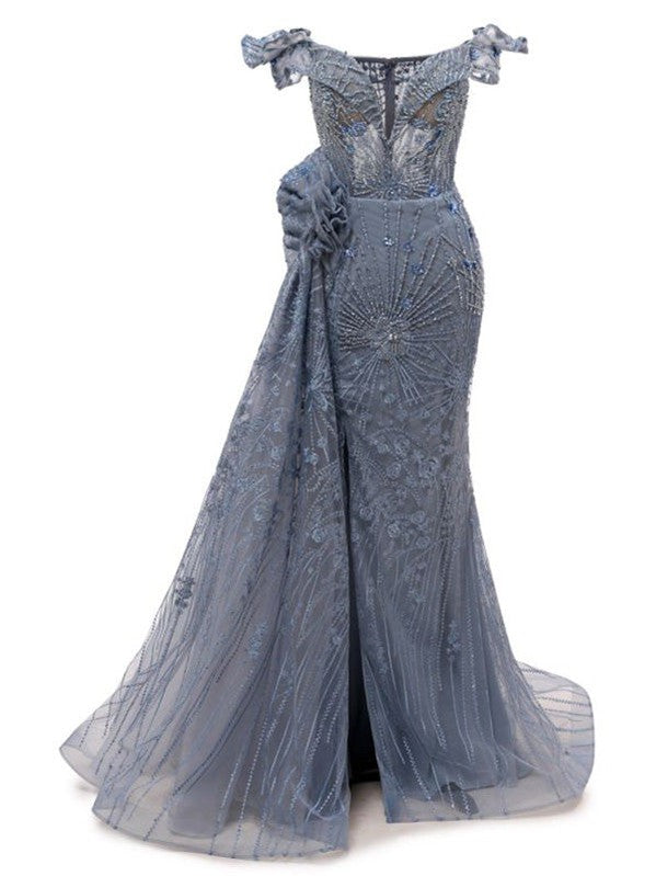 Elegant Mermaid Off Shoulder Maxi Long Party Prom Dresses for Women - Formal Evening Gown with Slit for Homecoming, Wedding, Ball & Special Occasions