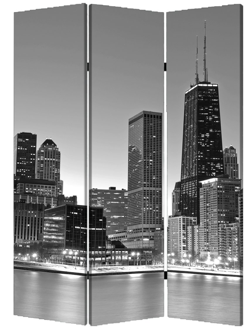 Chicago Room Divider Screen - 3-Panel Folding Privacy Partition for Home & Office - Perfect for Living Room, Bedroom, and Workspace Separation