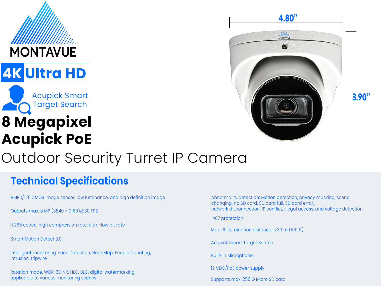MTT8110 4K Acupick Security Camera System - 16 Channel AI NVR with 4TB HDD | 24/7 Surveillance for Home & Business Security | 4K Ultra HD Night Vision, Smart Motion Detection