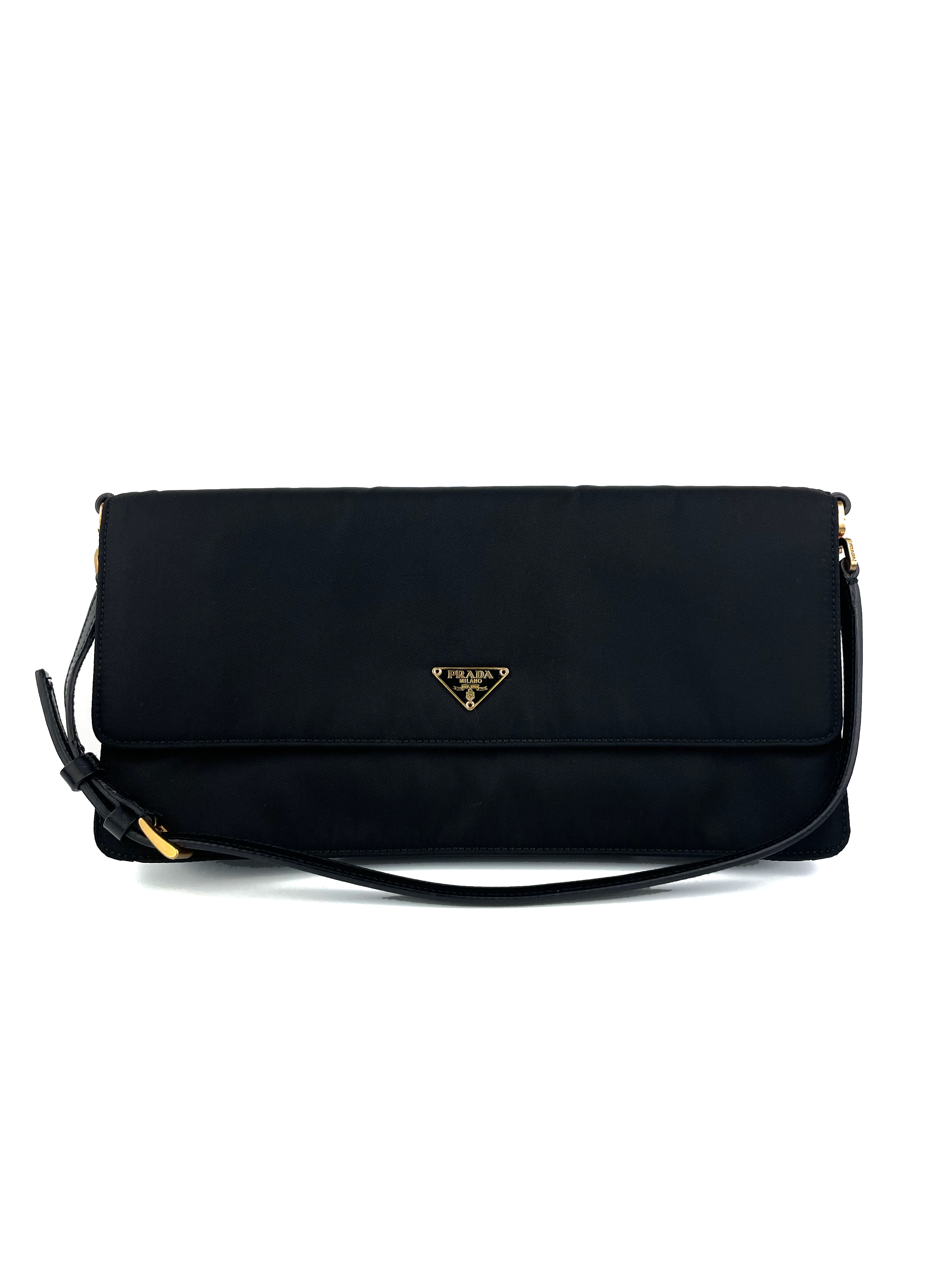 Prada Black Nylon Clutch Bag for Women | Luxury Designer Handbag | Perfect for Evening Parties, Date Nights & Special Occasions
