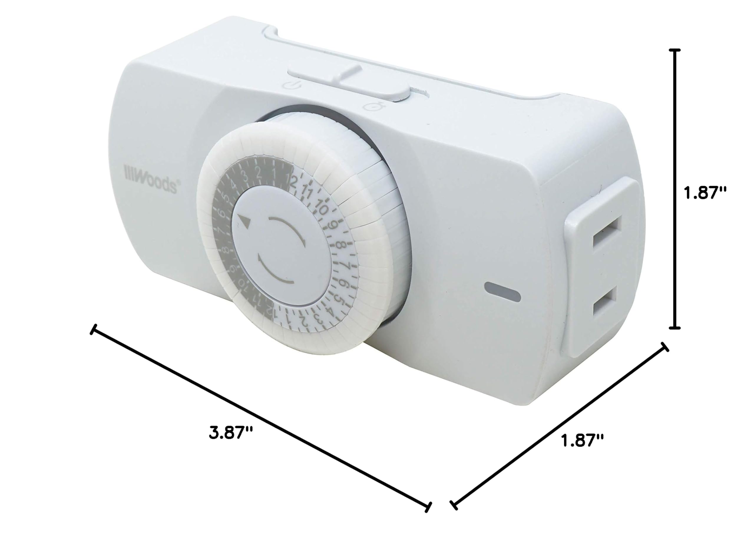 Woods 50101WD 24-Hour Mechanical Timer with Polarized Outlet for Indoor Use - Perfect for Lamps, Holiday Lights & Small Appliances