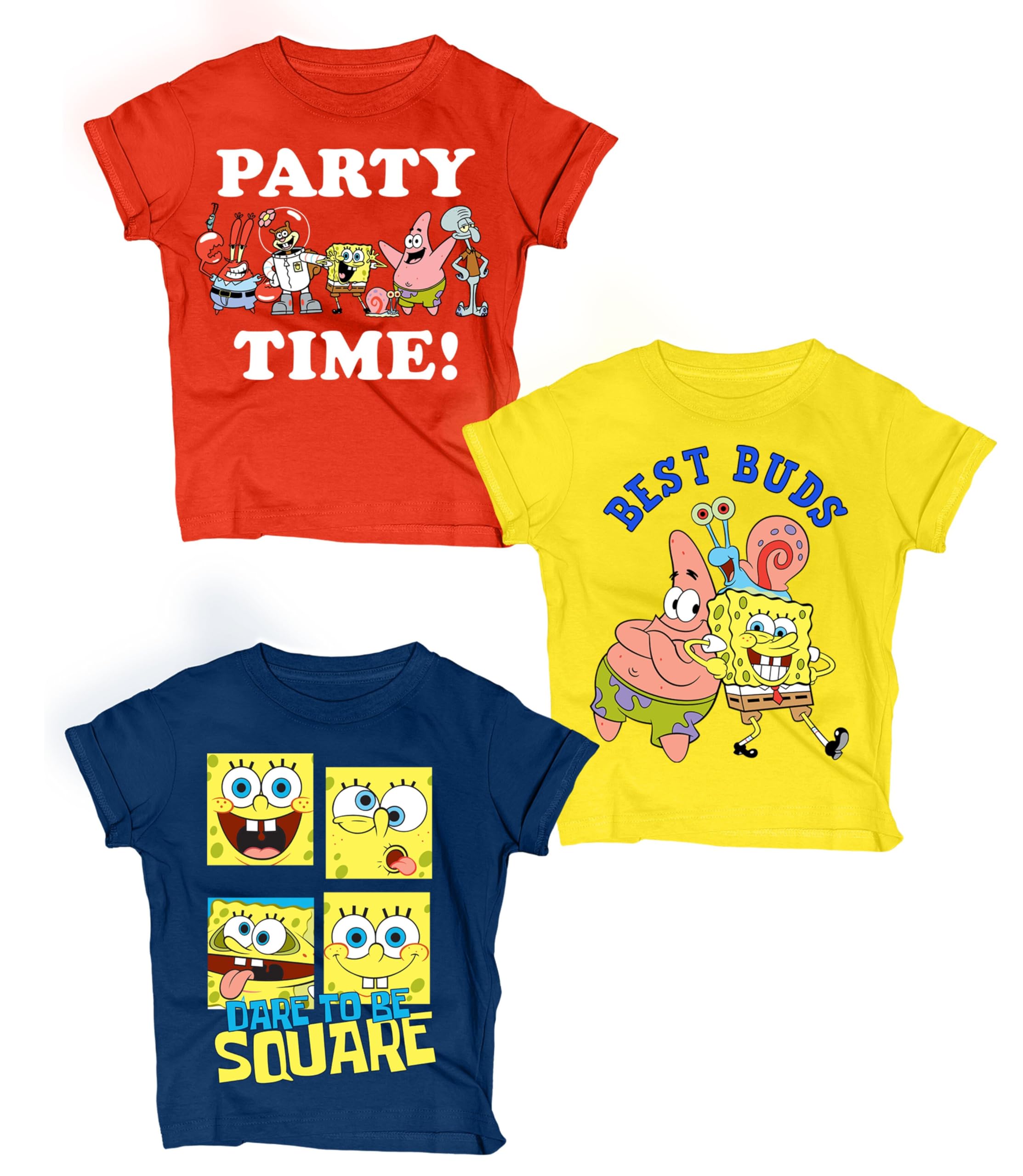 SpongeBob SquarePants Graphic T-Shirt Set - Patrick Star, Squidward, Plankton & Gary Character Outfits for Toddlers & Kids | Birthday Gift, Cartoon Costume Party, Casual Wear