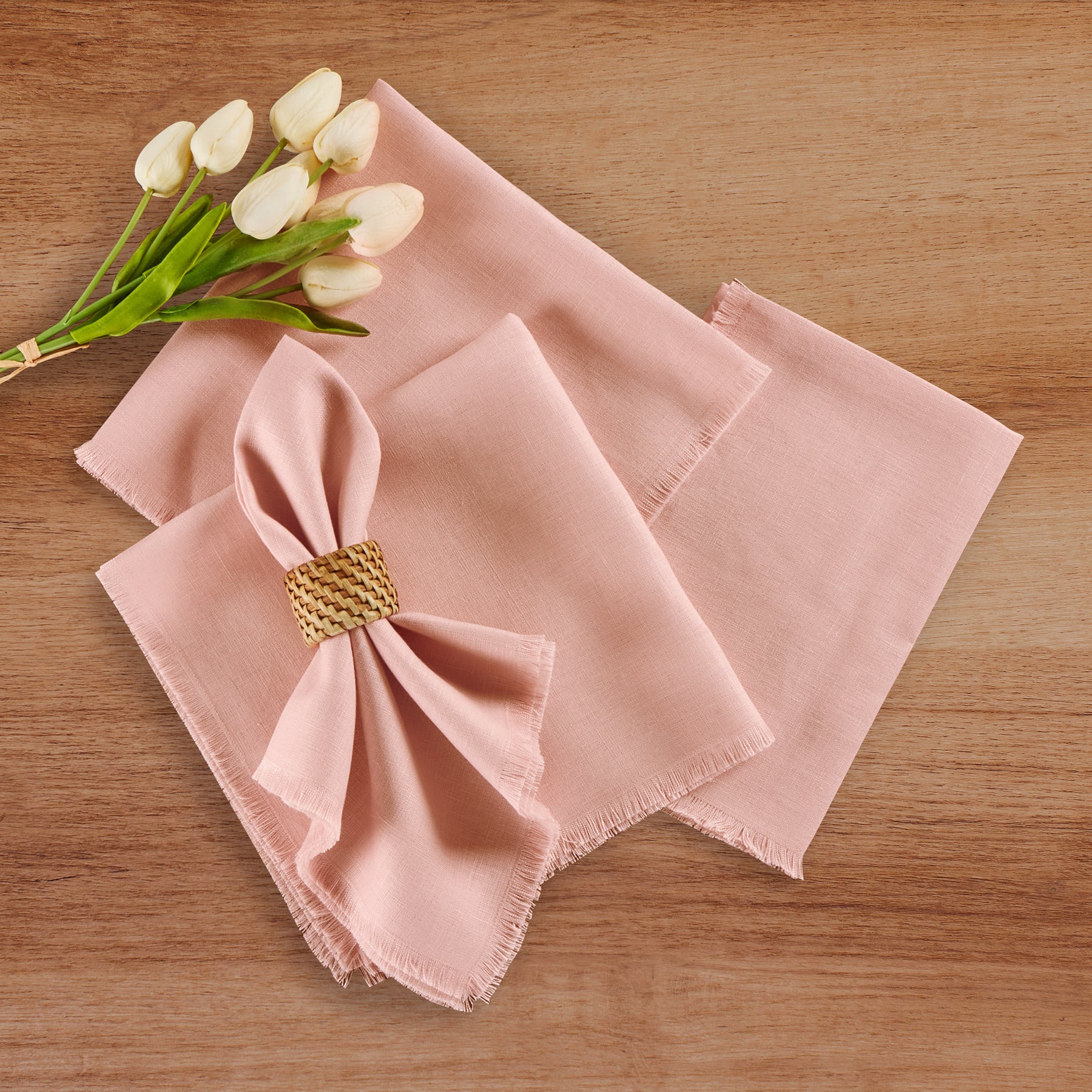 Elegant Fringe Napkins Set of 4 - Premium Cotton Decorative Table Linens for Dinner Parties, Weddings & Home Decor