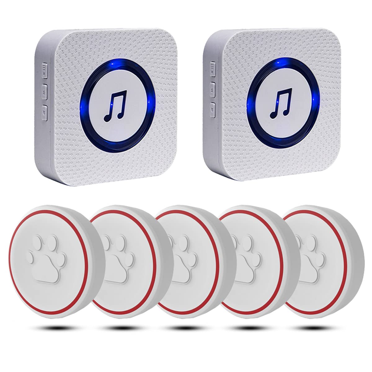 ChunHee Wireless Dog Doorbell - 5 Training Buttons & 2 Receivers for Pet Communication - Potty Training Door Bell for Dogs & Cats - Perfect for Housebreaking, Obedience Training & Pet-Human Interaction