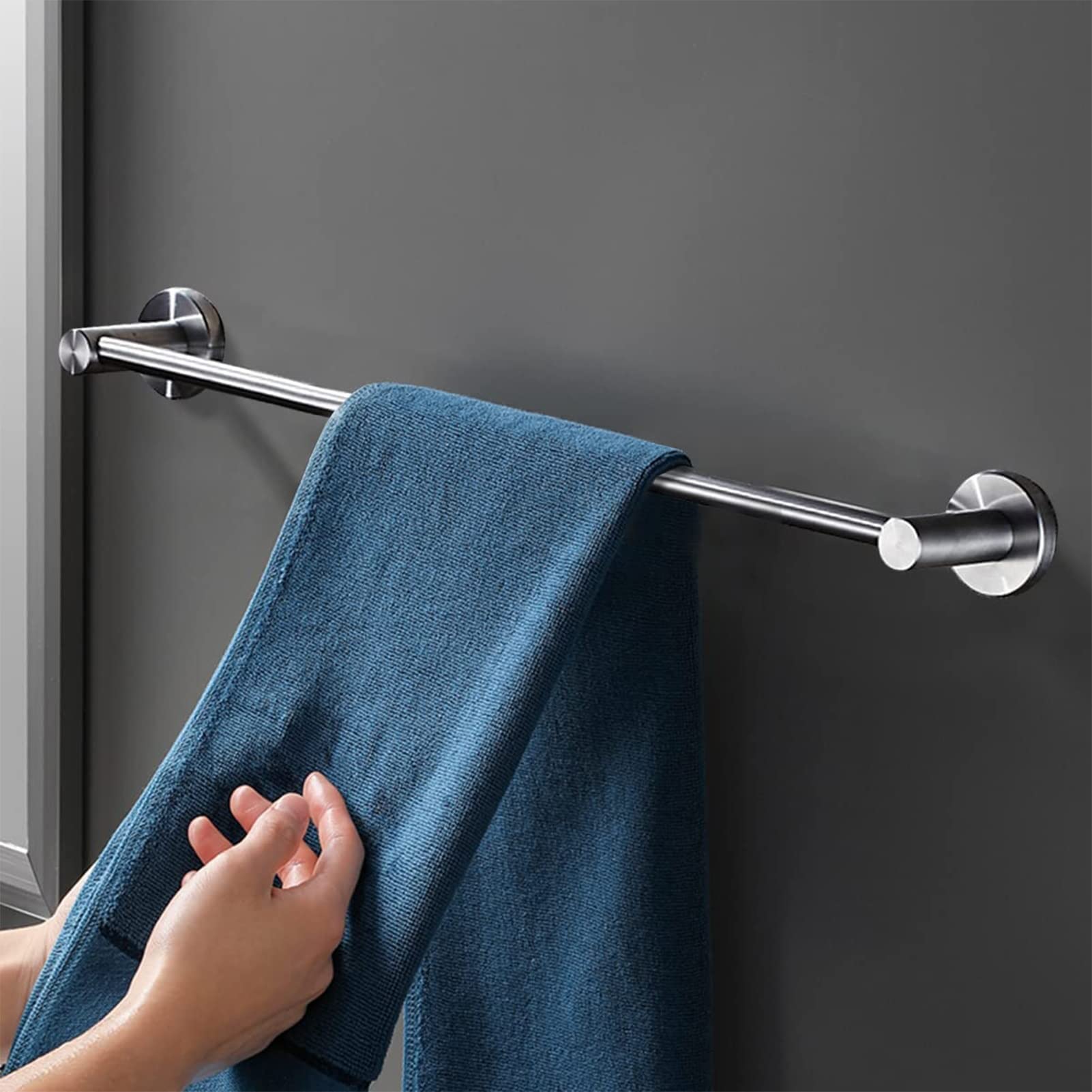 Stainless Steel Wall Mounted Towel Rack - Double Towel Bar & Shelf for Bathroom, Kitchen, Hotel (40cm/15.7