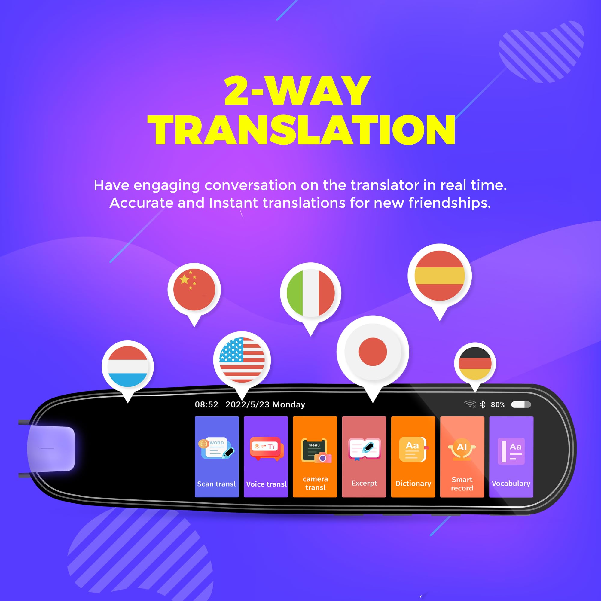 OwlClarity Translator Pen Scanner - 134 Language Portable OCR Text to Speech Device with 3.38