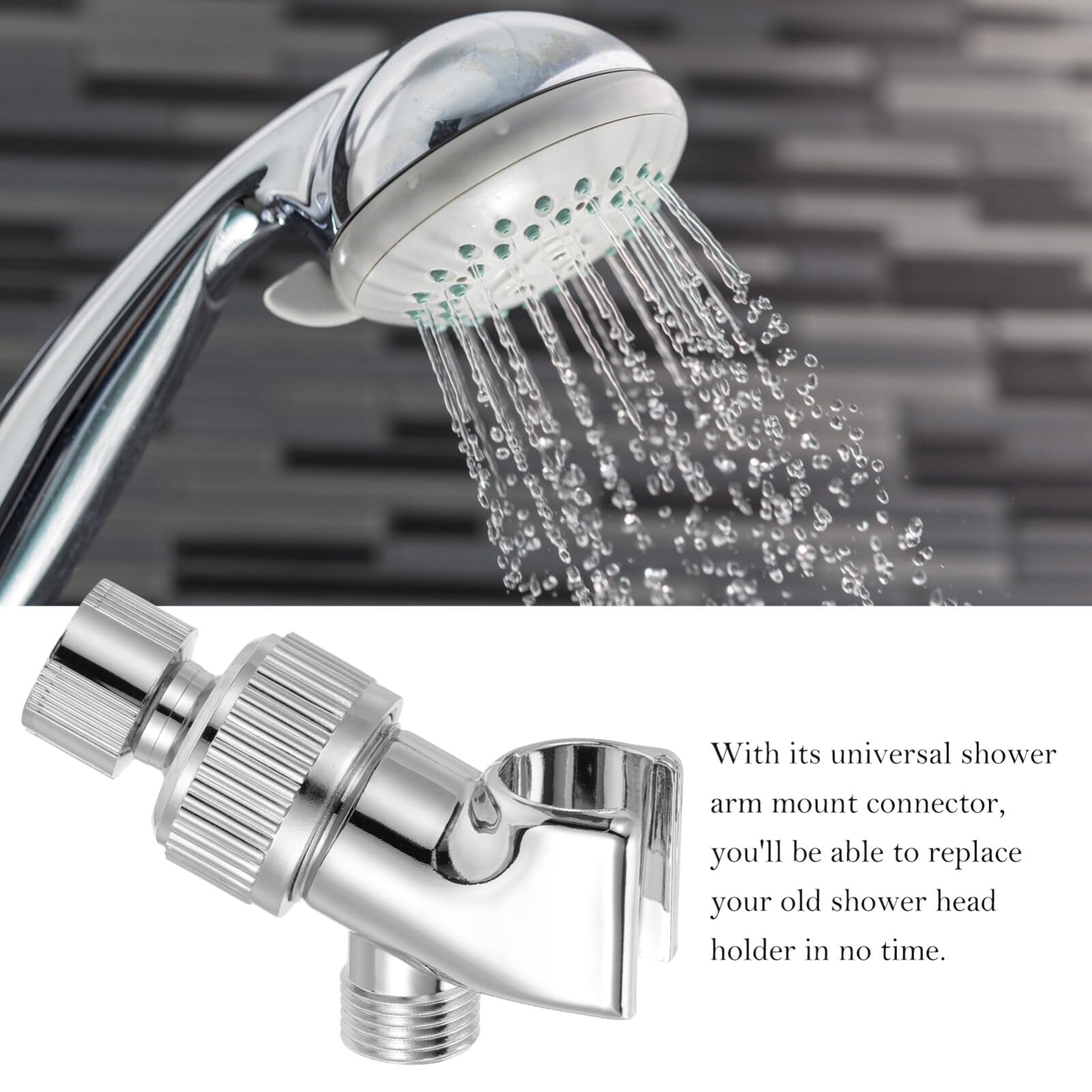 High Pressure Shower Head with Adjustable Wall Mount Bracket - Universal Shower Hose Holder for Handheld Shower Wand - Durable Plastic Shower Accessories for Bathroom Renovation & Spa-Like Experience