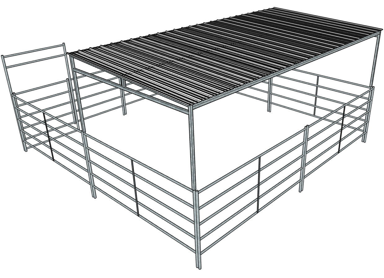 20 Ft x 20 Ft Galvanized Steel Horse Stall Kit with 5 Rails & Roof - Durable Stable for Horses, Barns & Riding Arenas