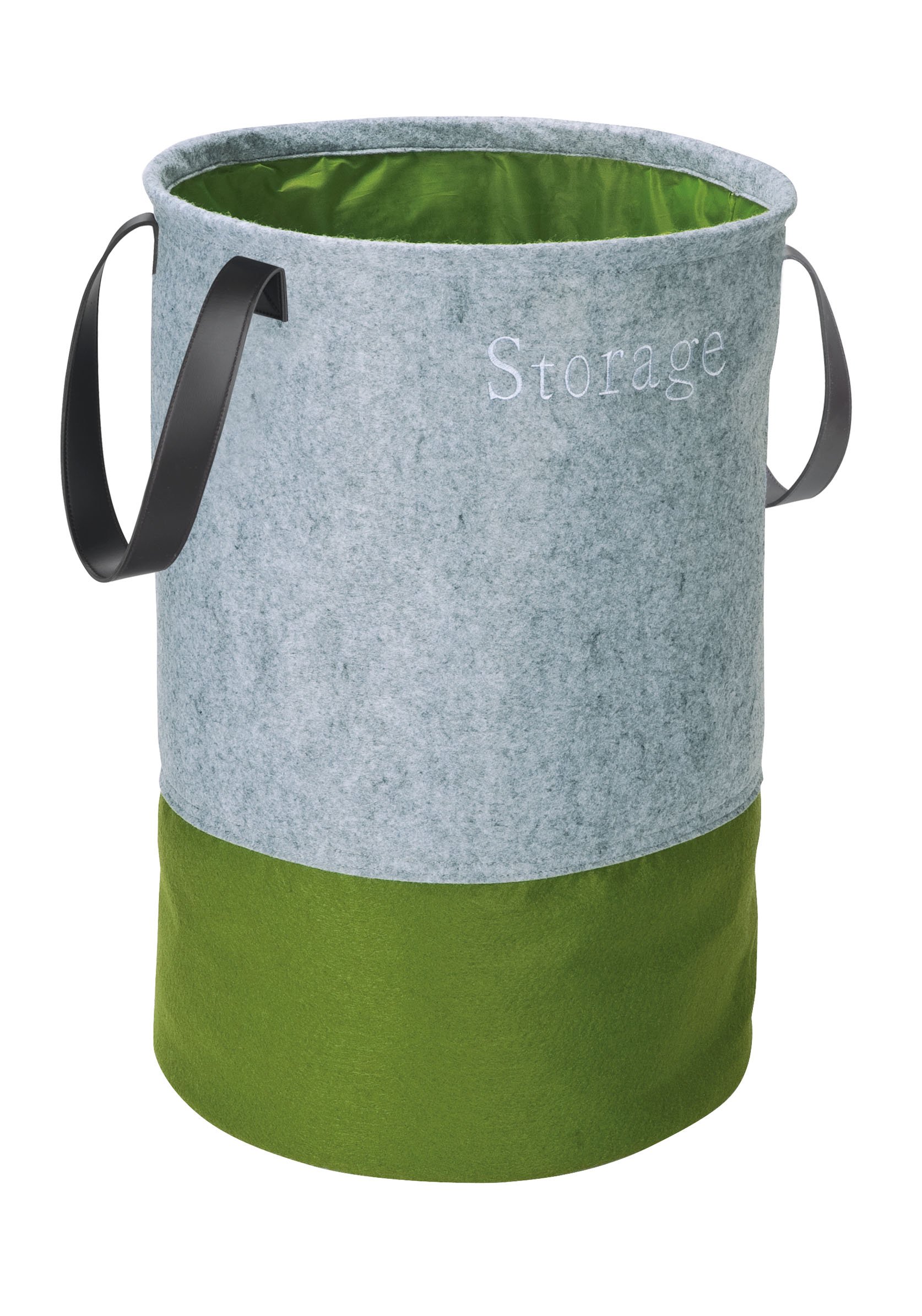 Wenko Pop-Up Laundry Hamper - Foldable Felt Storage Basket for Clothes, Green | Perfect for Bedroom, Bathroom & Dorm Organization