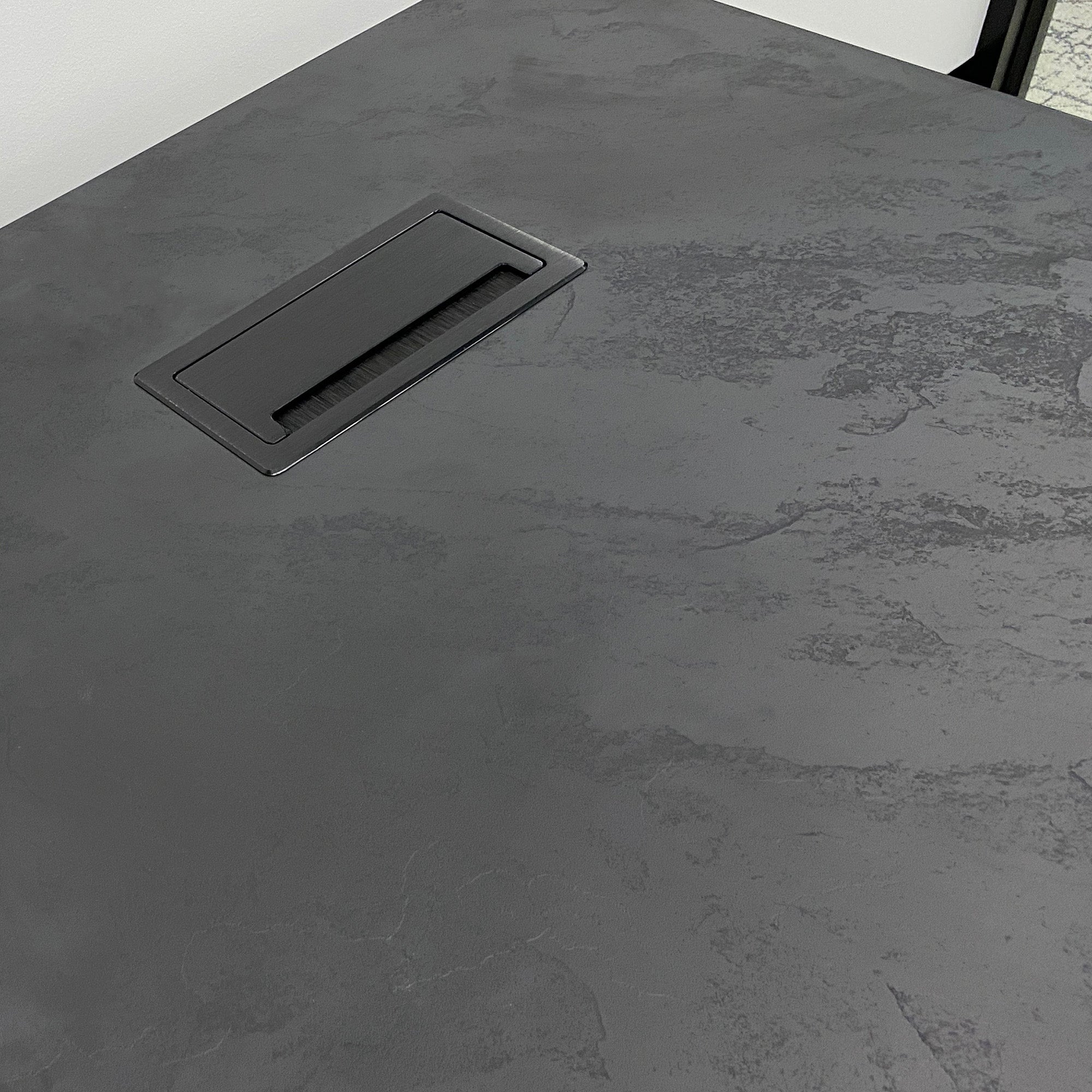 Premium DAXTON Black Executive Desk with Left Return - 200cm Black Concrete Finish | Modern Office Furniture for Home & Workspace