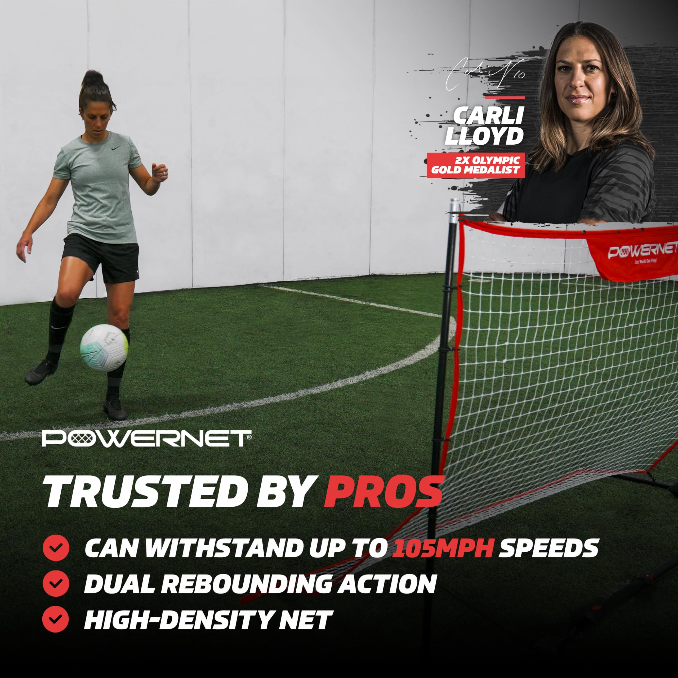 PowerNet Fast Pass Rebounder Soccer Trainer - 6x4 FT Dual-Sided Soccer Net for Passing & Ball Control - Portable Training Equipment for Solo & Team Drills - Perfect for Backyard, Field & Soccer Practice Sessions