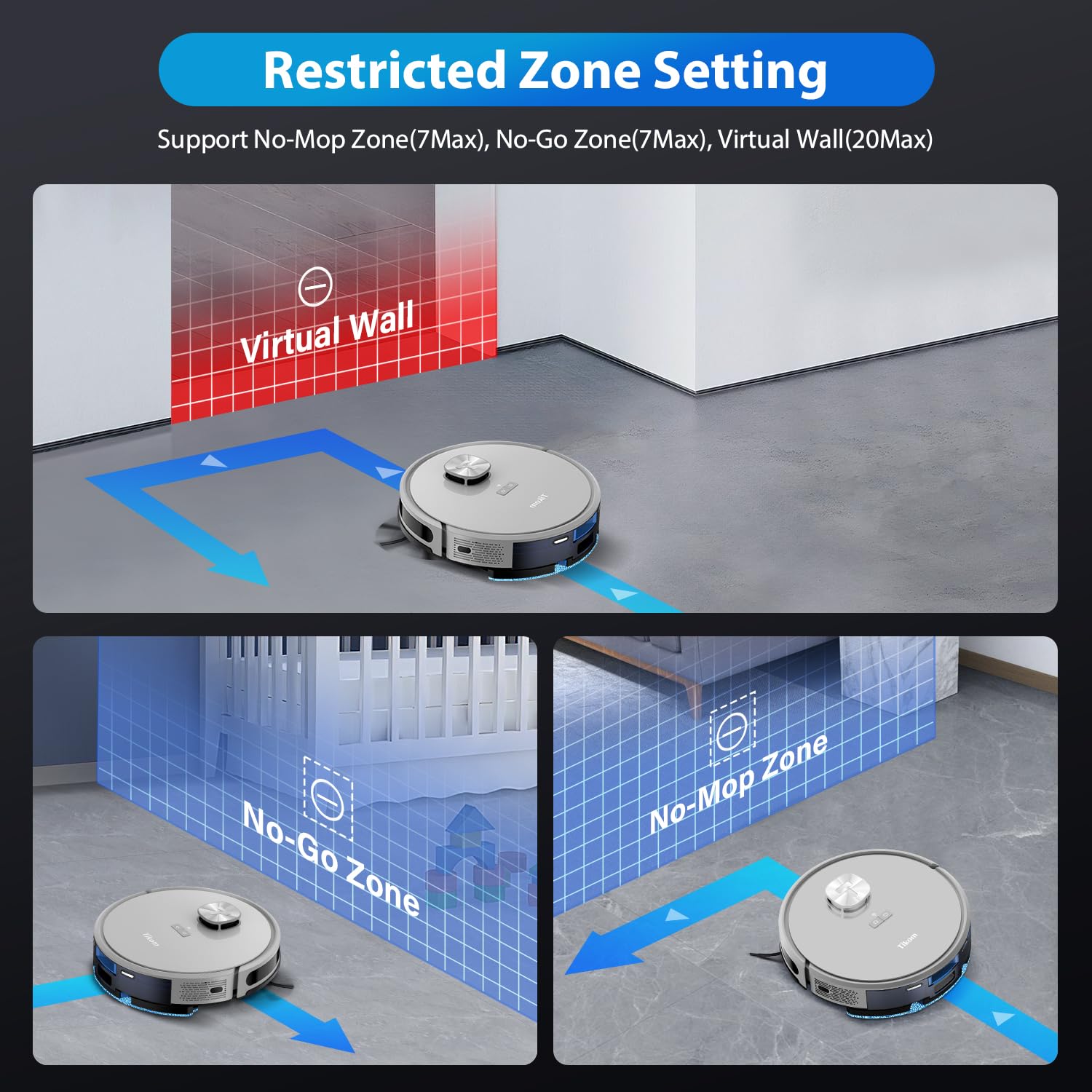 Tikom L9000 Robot Vacuum and Mop with LiDAR Navigation, 4000Pa Suction, Smart Mapping, 150Min Runtime - Ideal for Pet Hair, Carpets & Hard Floors - Perfect for Home Cleaning, Office Spaces & Large Areas