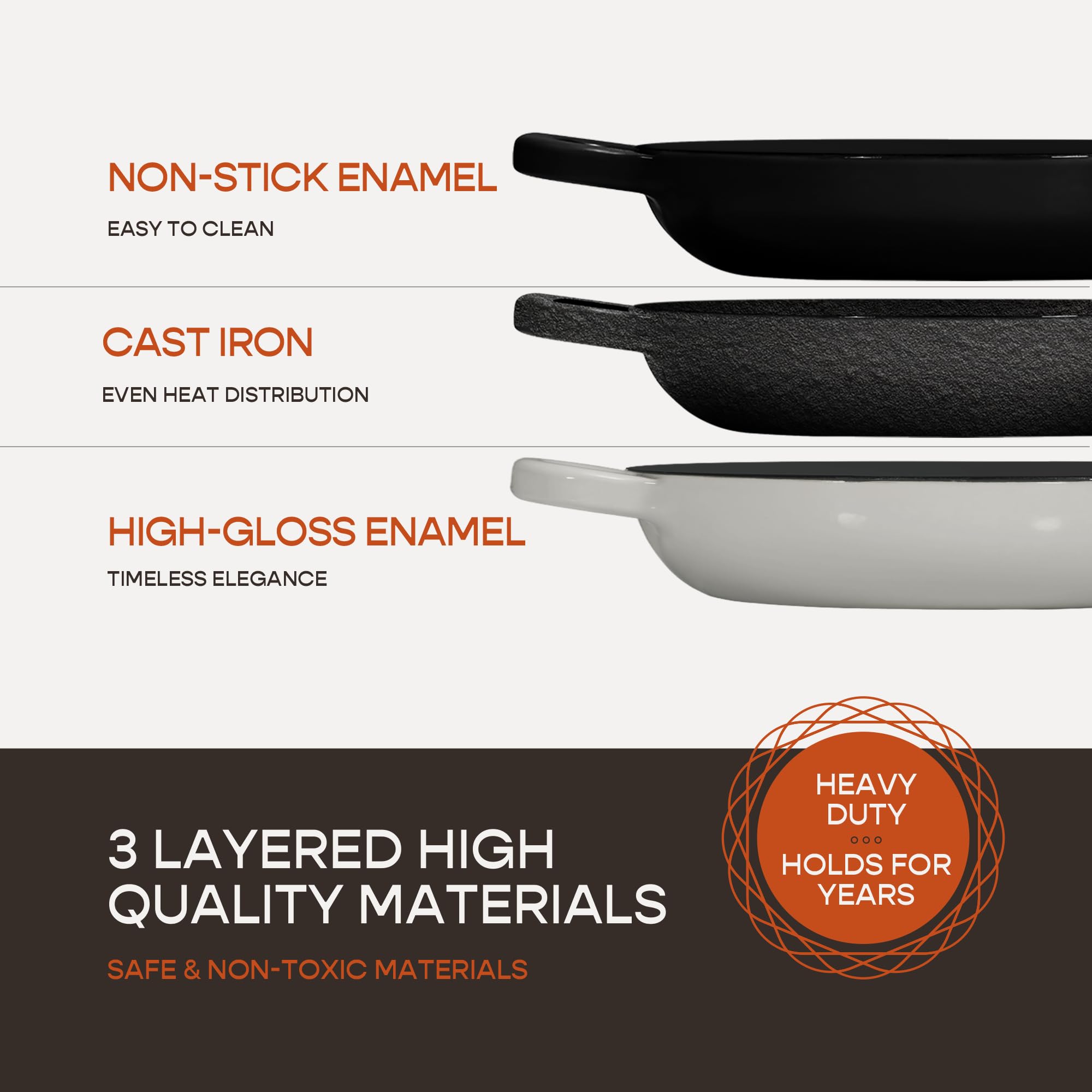 Enameled Cast Iron Dutch Oven 6 Quart - 10 Inch Ceramic Coated Cookware with Lid & Non-Stick Silicone Baking Mat - Perfect for Sourdough Bread Baking, Roasting, Stewing & Camping - White 6 Qt