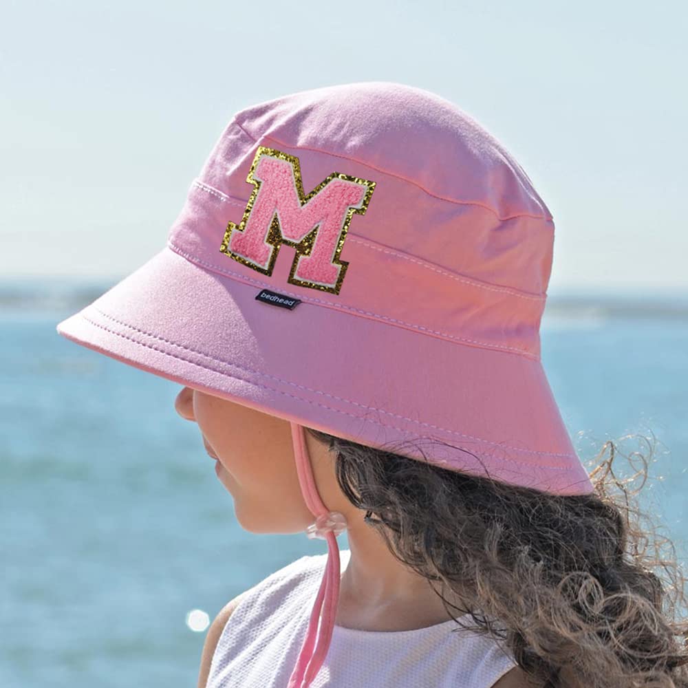 Gold Glitter & Pink Chenille Iron-On Letter Patches (3-Pack) – 3.1 Inch Varsity Initial Patches for Team Costumes, Jackets & DIY Decoration – Adhesive Sticker Letters for Clothing, Bags & Accessories