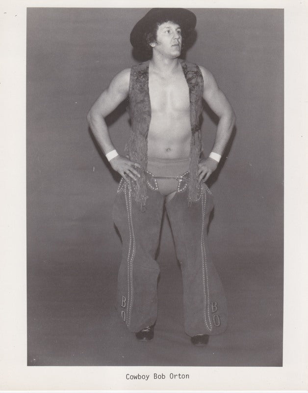 Vintage 1980s NWA Wrestling Cowboy Bob Orton Promo Photo - Collectible Memorabilia for Wrestling Fans & Sports Enthusiasts - Perfect for Man Cave, Sports Bar Decor, or Wrestling Memorabilia Collection
