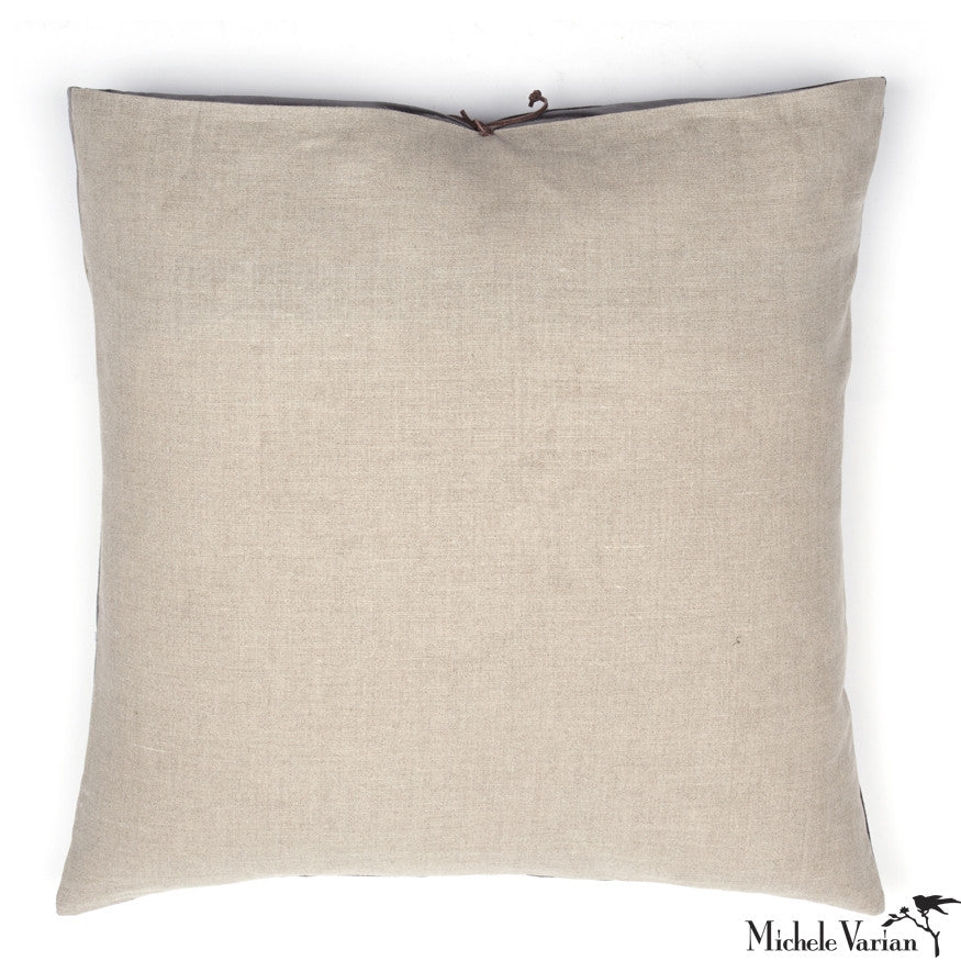 Printed Linen Pillow Cover 24x24 Inch - Bohemian Grid Plum Design for Sofa, Bed & Home Decor