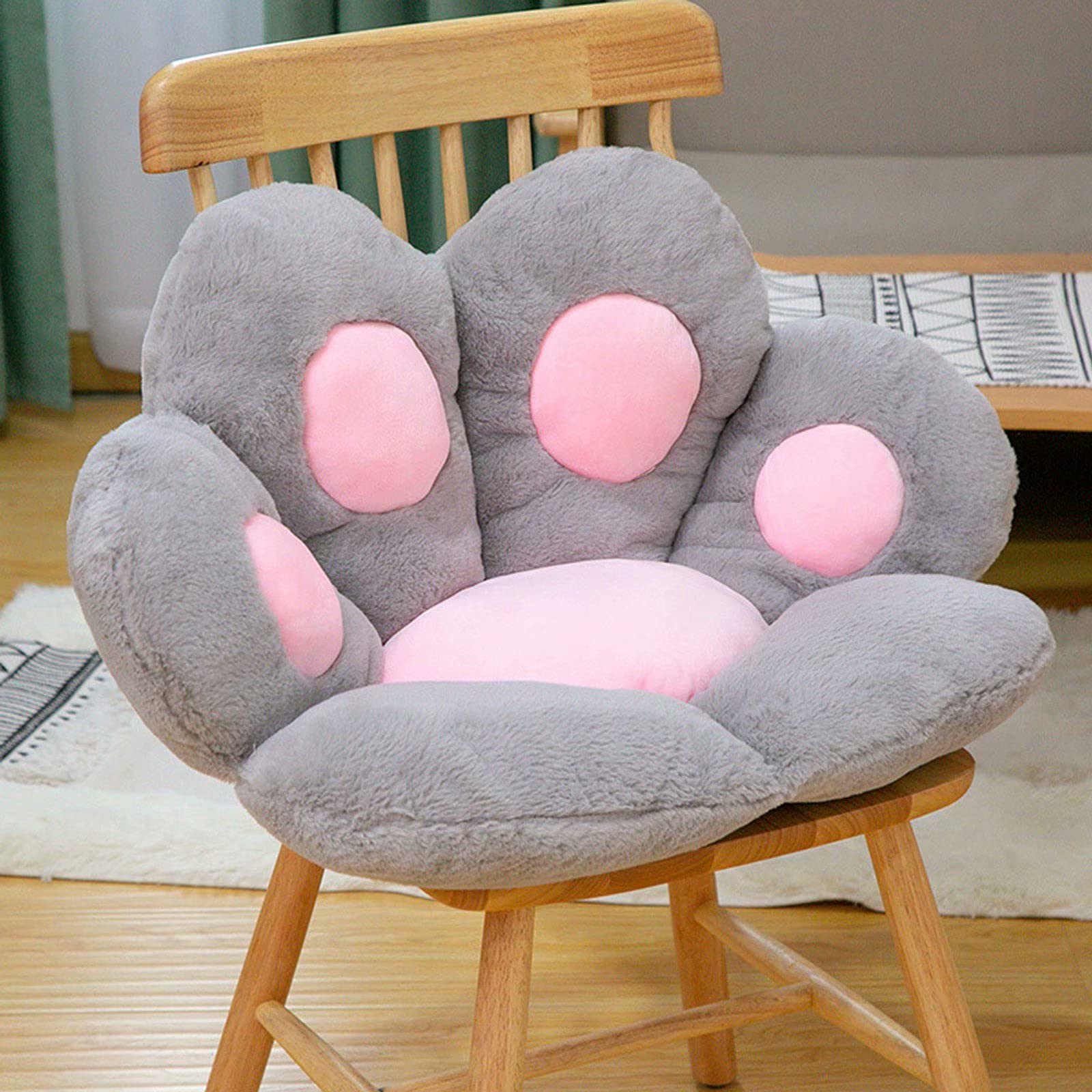 FAJIAYI Cute Cat Paw Seat Cushion - Soft Lazy Sofa & Office Chair Cushion with Backrest, Bear Paw Floor Cushion for Gray Bedroom, Dining Room - Perfect for Home Office, Living Room & Cozy Reading Nook