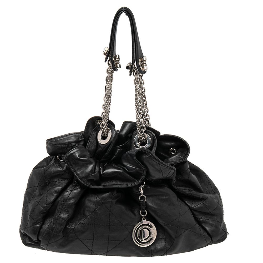 Black Cannage Leather Le Trente Hobo Bag - Luxury Quilted Shoulder Handbag for Women | Perfect for Work, Travel & Everyday Use