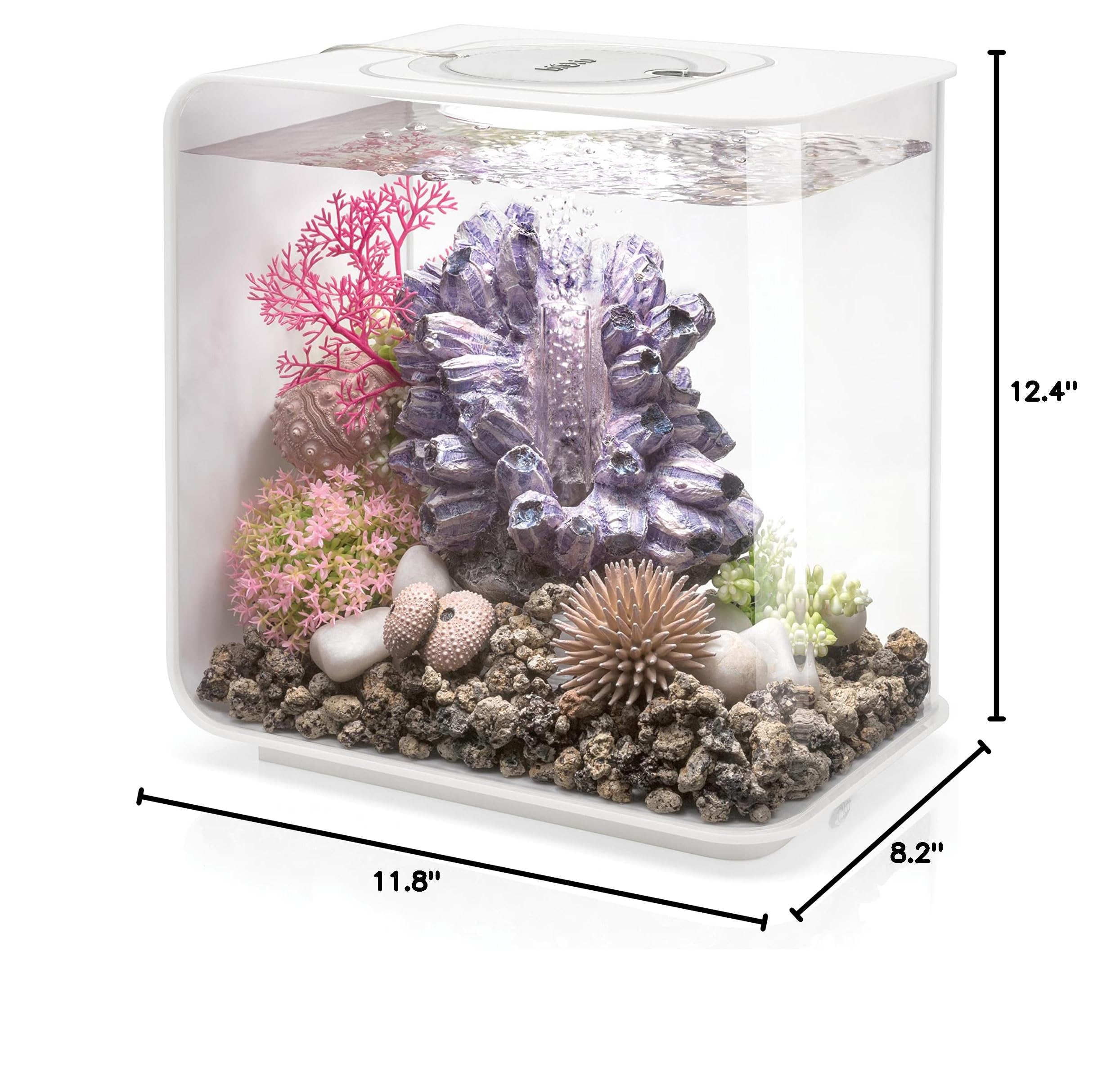 biOrb Flow 15 Acrylic 4-Gallon Aquarium with White LED Lights - Modern Compact Fish Tank for Tabletop or Desktop Display - Perfect for Home, Office, or Small Space Decor (White)