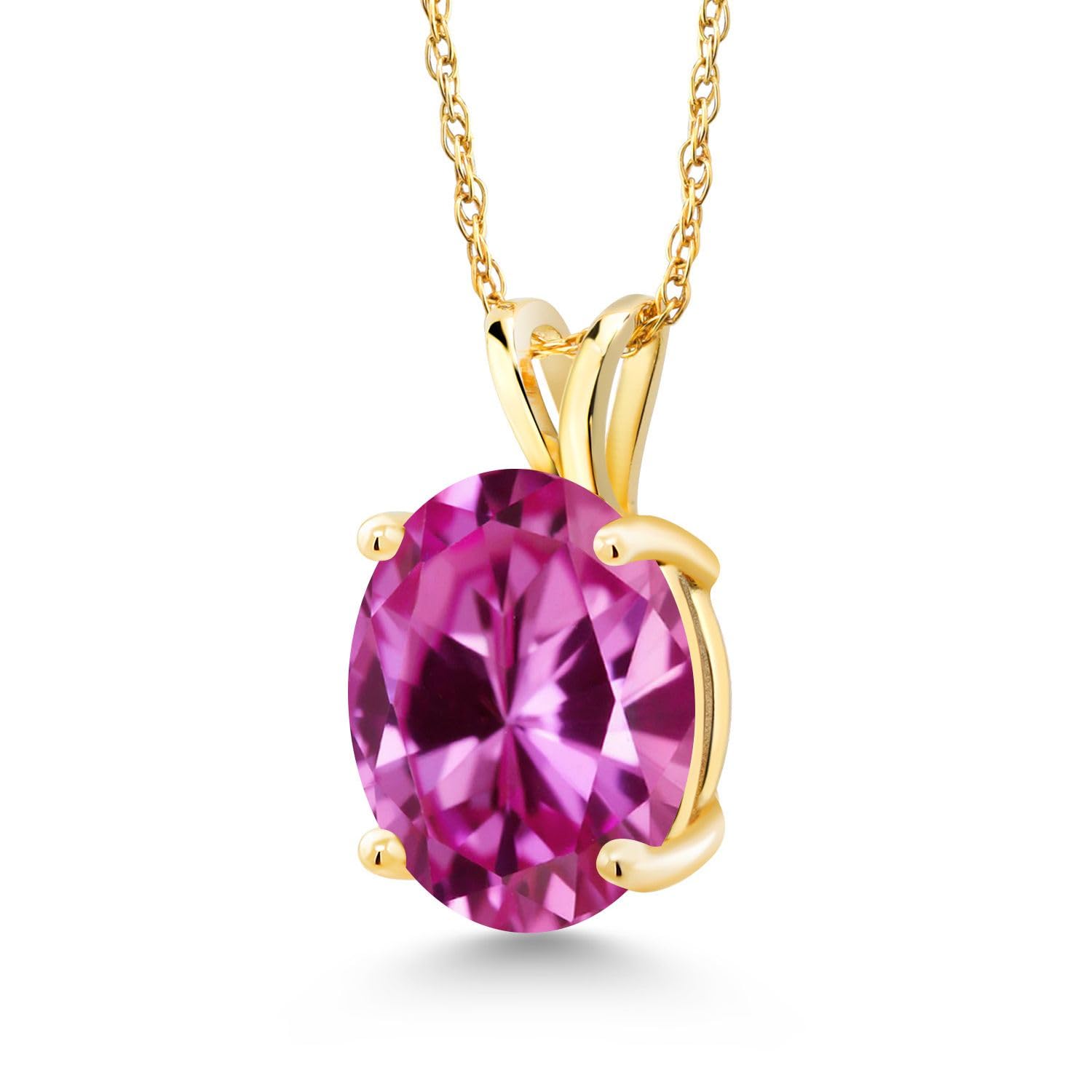 14K Yellow Gold Oval Birthstone Pendant Necklace for Women - 11x9mm Gemstone with 18
