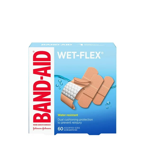 BAND-AID Brand Wet Flex Foam Bandages - Assorted Sizes (60 Count/Box) - Waterproof & Flexible for Active Lifestyles, Sports & Everyday First Aid