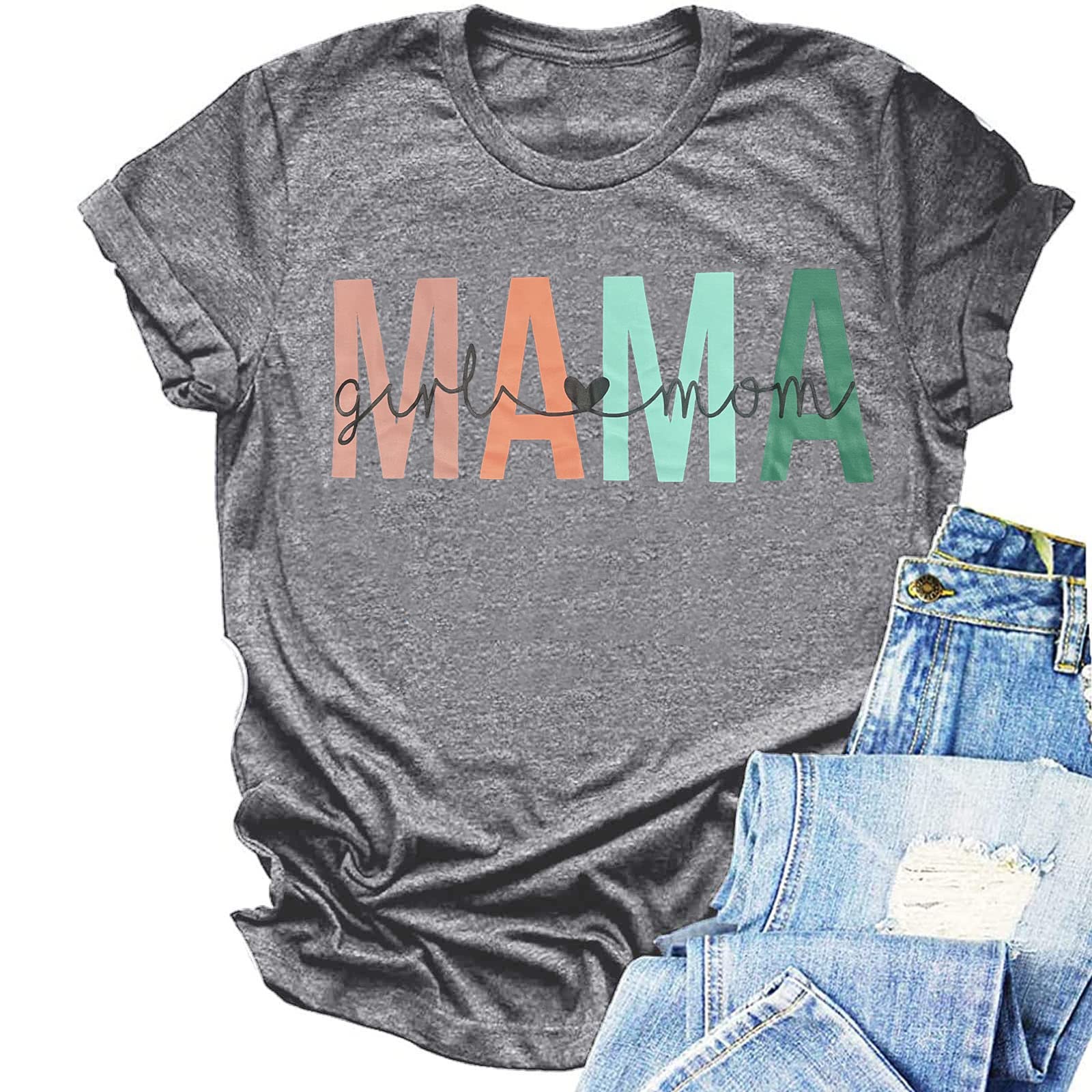 Women's Mama Shirt - Cute Letter Print Tee Top for Mother's Day Gift | Casual Wear, Family Outings & Special Occasions