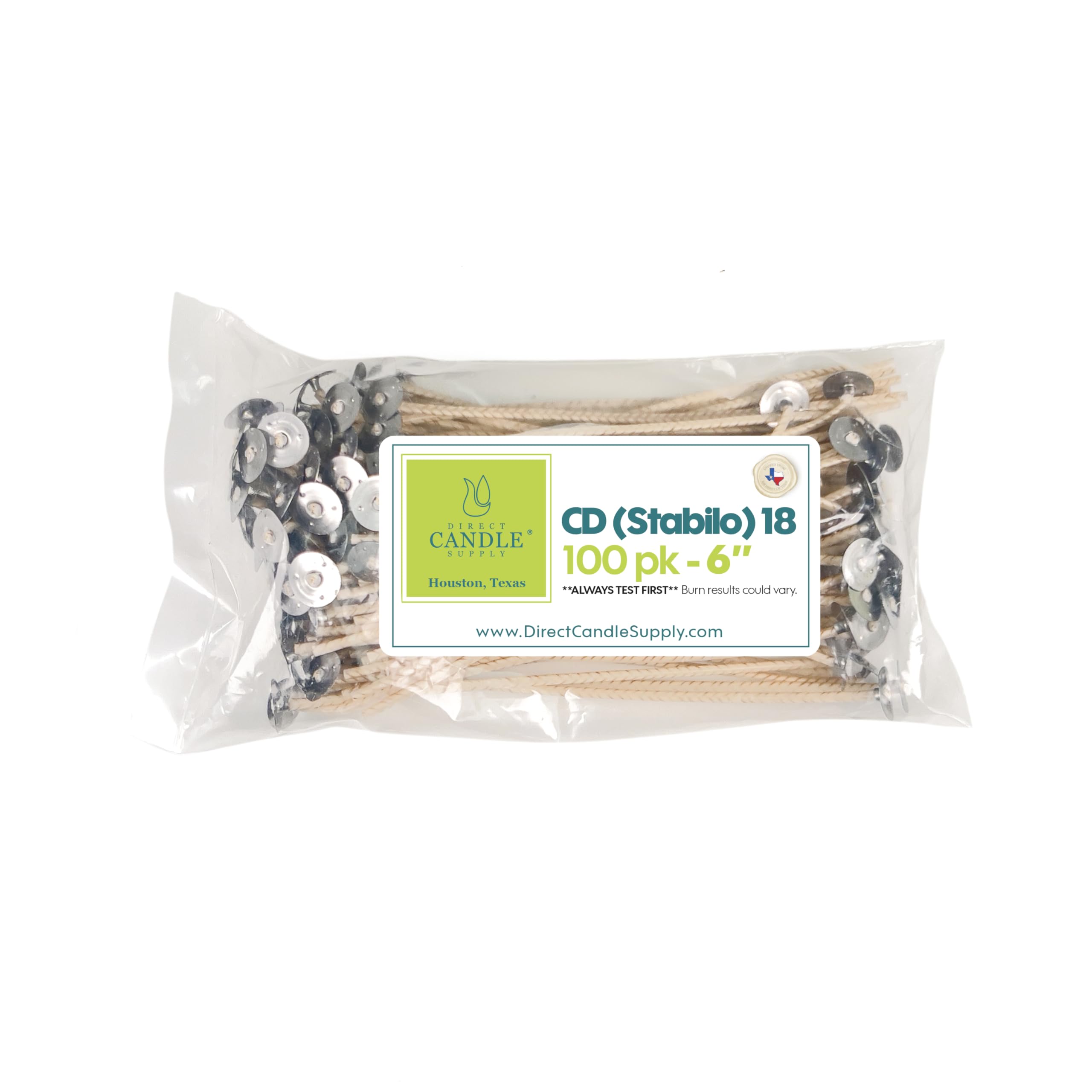 Premium 6-Inch Cotton Candle Wicks for Candle Making - Stabilo CD 18 Wicks (100pcs) - Ideal for DIY Soy Wax, Beeswax & Paraffin Candles - Perfect for Home Decor, Gifts & Aromatherapy