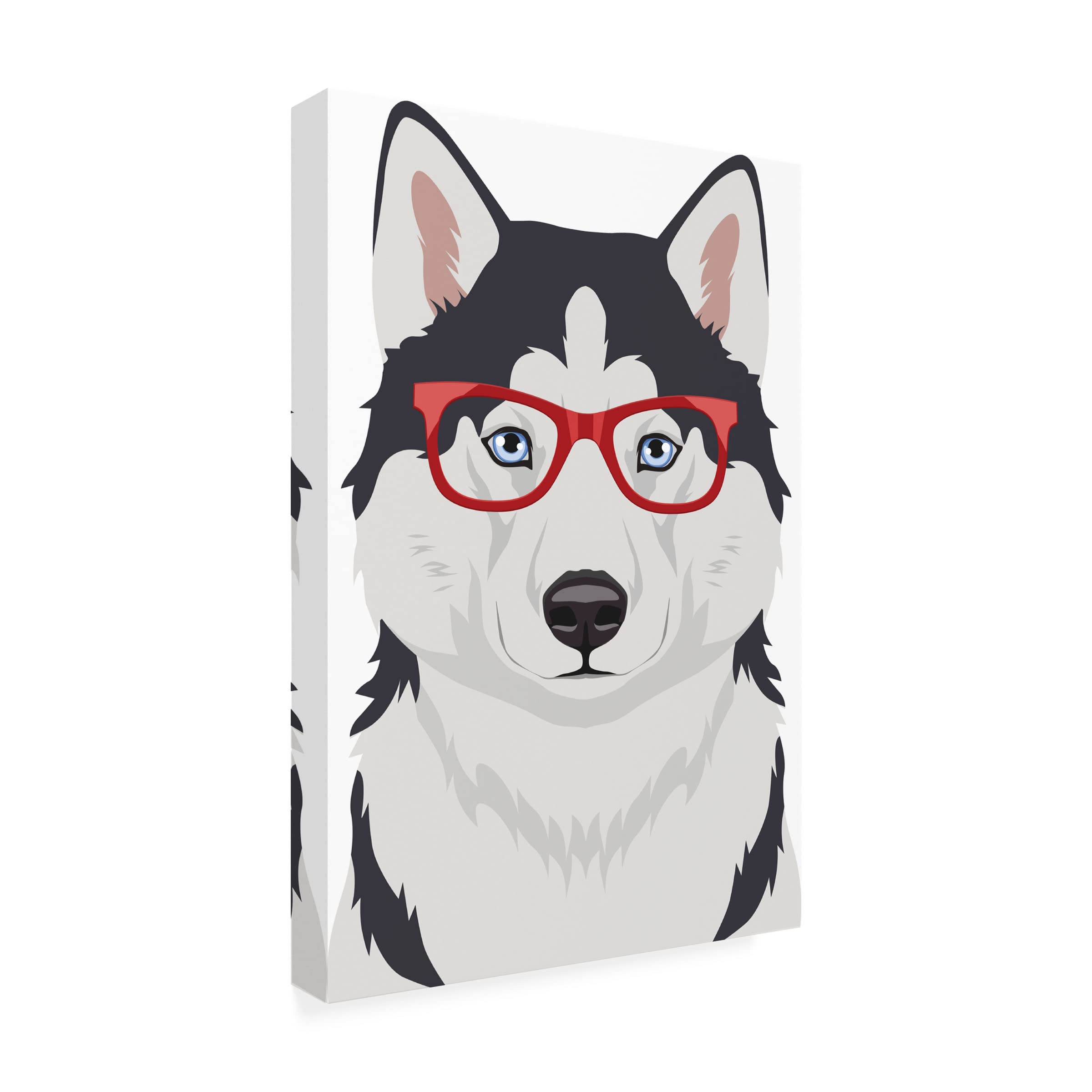 Husky Wearing Hipster Glasses Canvas Wall Art - Funny Dog Portrait Print for Home & Office Decor - Perfect Gift for Dog Lovers