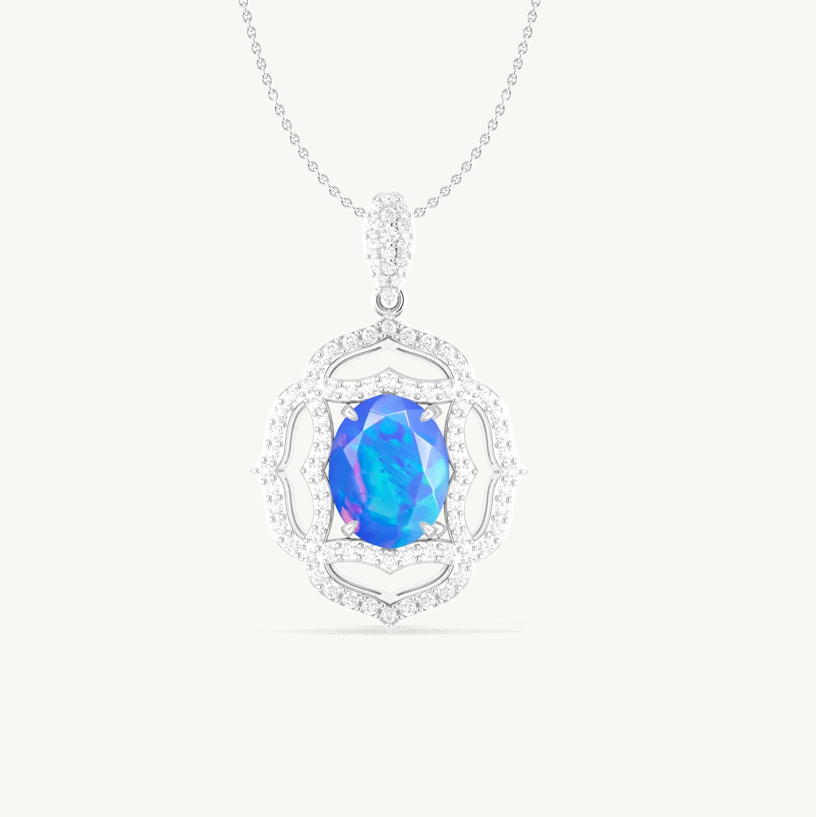 Multifire Blue Opal Gemstone Charm Pendant Necklace - Elegant Jewelry for Women, Perfect for Gift Giving, Parties & Special Occasions