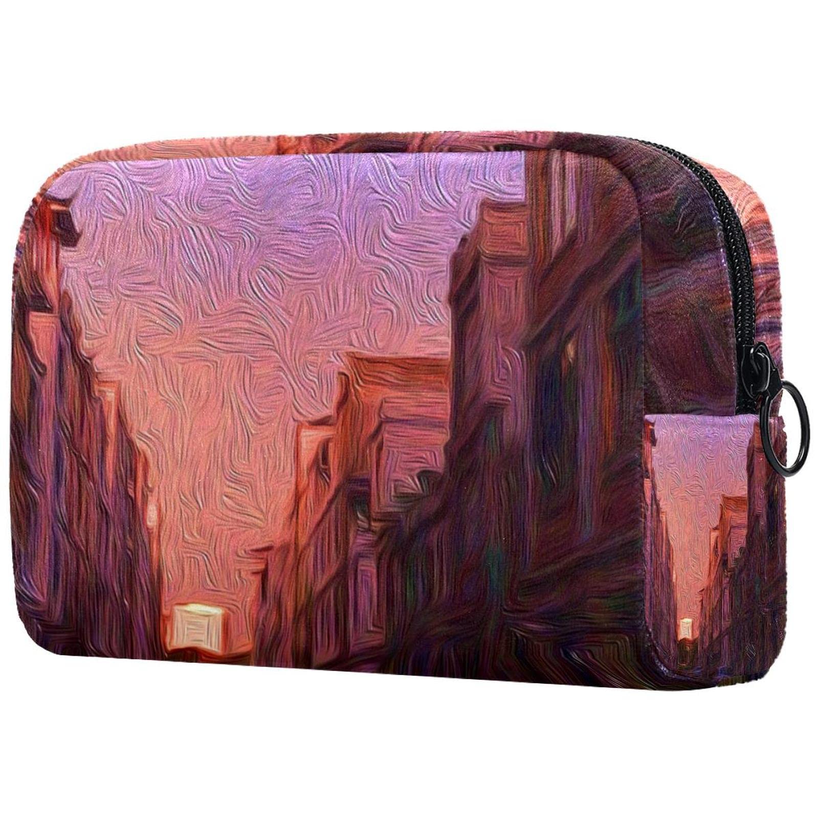 Large Makeup Bag for Women - Waterproof Travel Cosmetic Organizer with Zipper, Oil Painting Design - Perfect for Travel, Gym, and Daily Beauty Essentials Storage