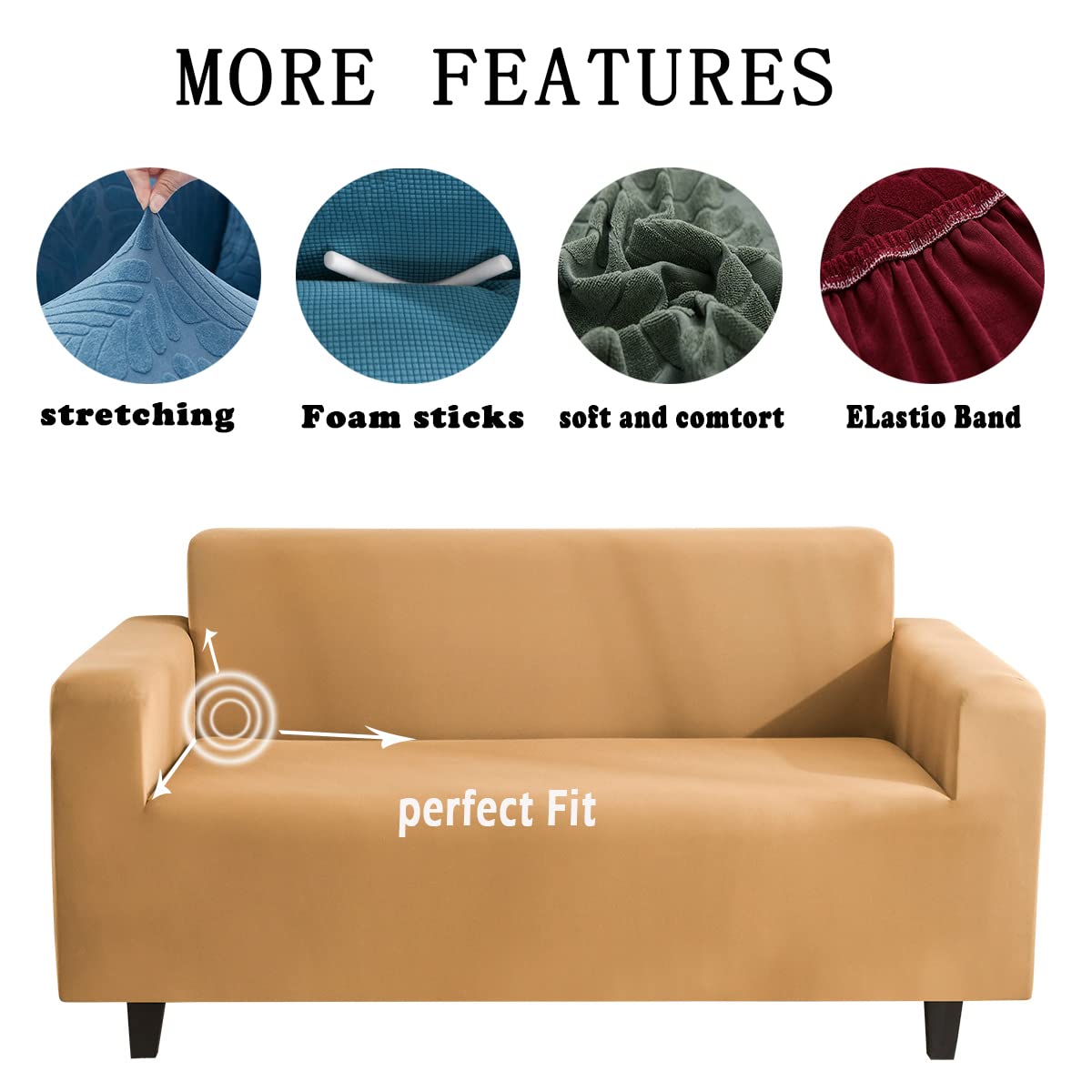 4+4 Seat Velvet Stretch Sofa Cover - 2 Piece Plush Couch Protector for L-Shaped Sectional Sofa in Light Yellow | Soft, Durable & Washable | Perfect for Living Room, Family Room & Home Theater
