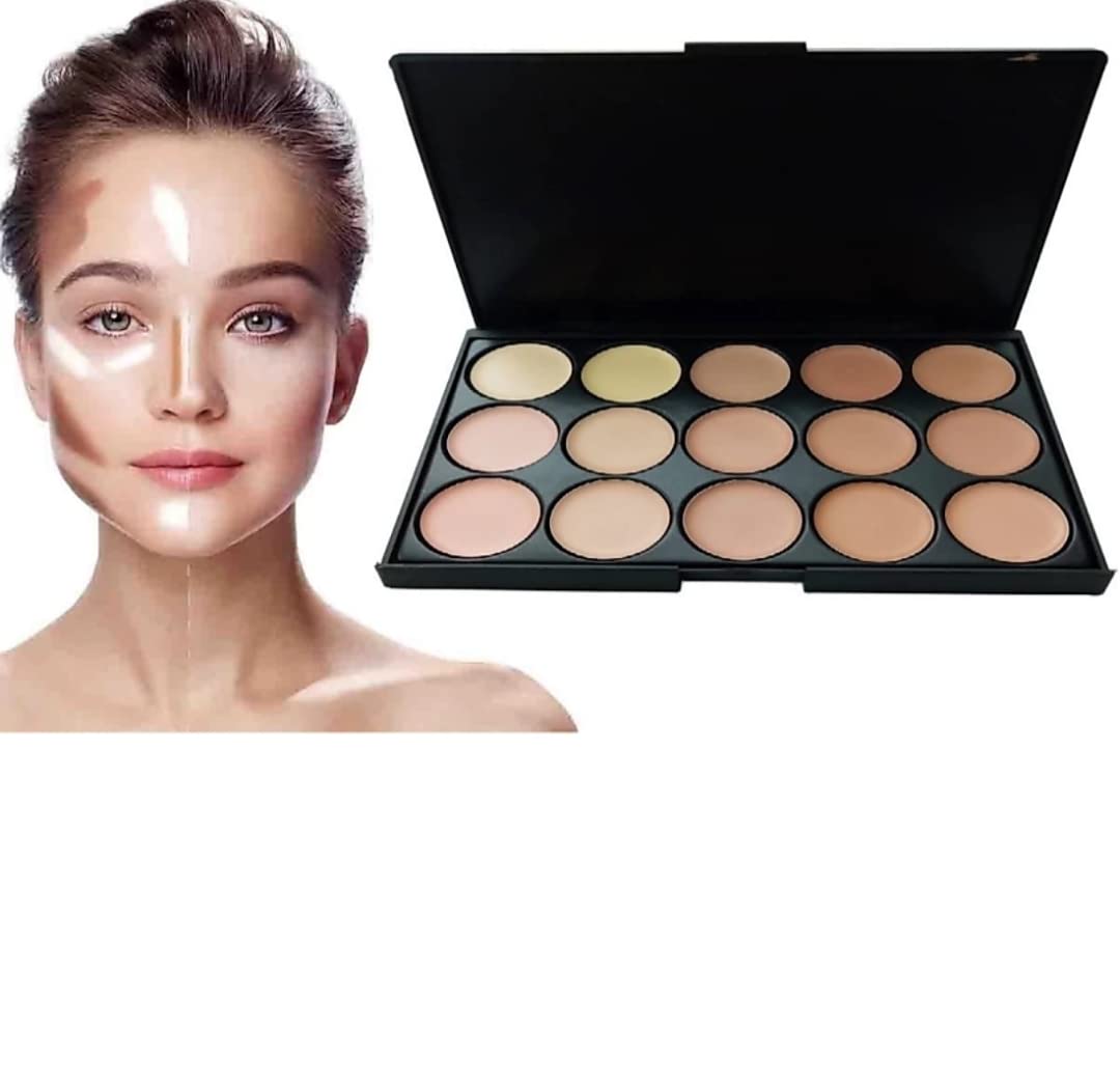FEELHIGH 15 Color Cream Concealer Palette - Full Coverage, Waterproof & Blendable for Dark Circles, Acne, Blemishes - Perfect for Makeup Artists & Everyday Use