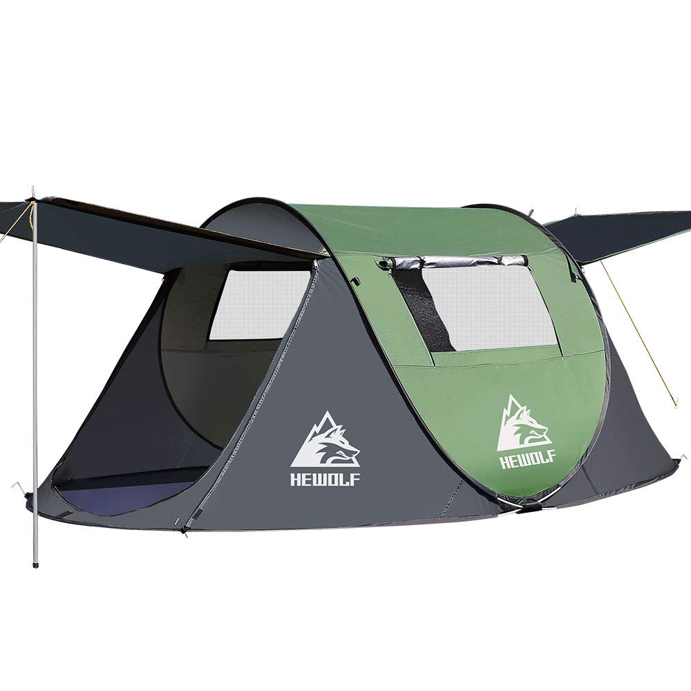 Hewolf 2/4 Person Pop Up Camping Tent - Instant Setup, Waterproof & Windproof Family Tent for Outdoor Adventures, Camping, Hiking, Beach & Backpacking | Perfect for Family Trips & Weekend Getaways