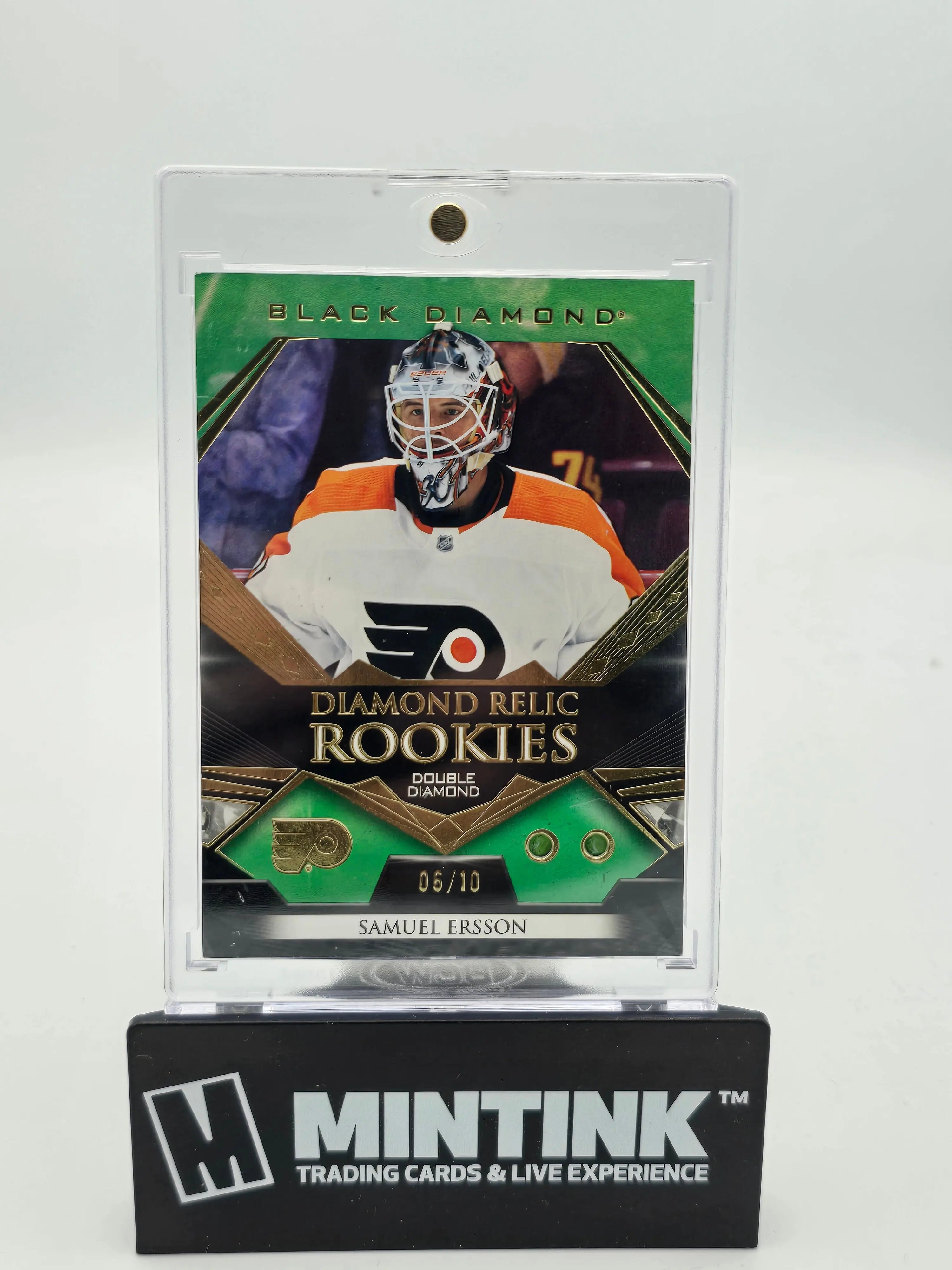 2022-23 Upper Deck Black Diamond Hockey Samuel Ersson Diamond Relic Rookies Green Parallel /10 - Rare Collectible for Hockey Fans & Card Investors
