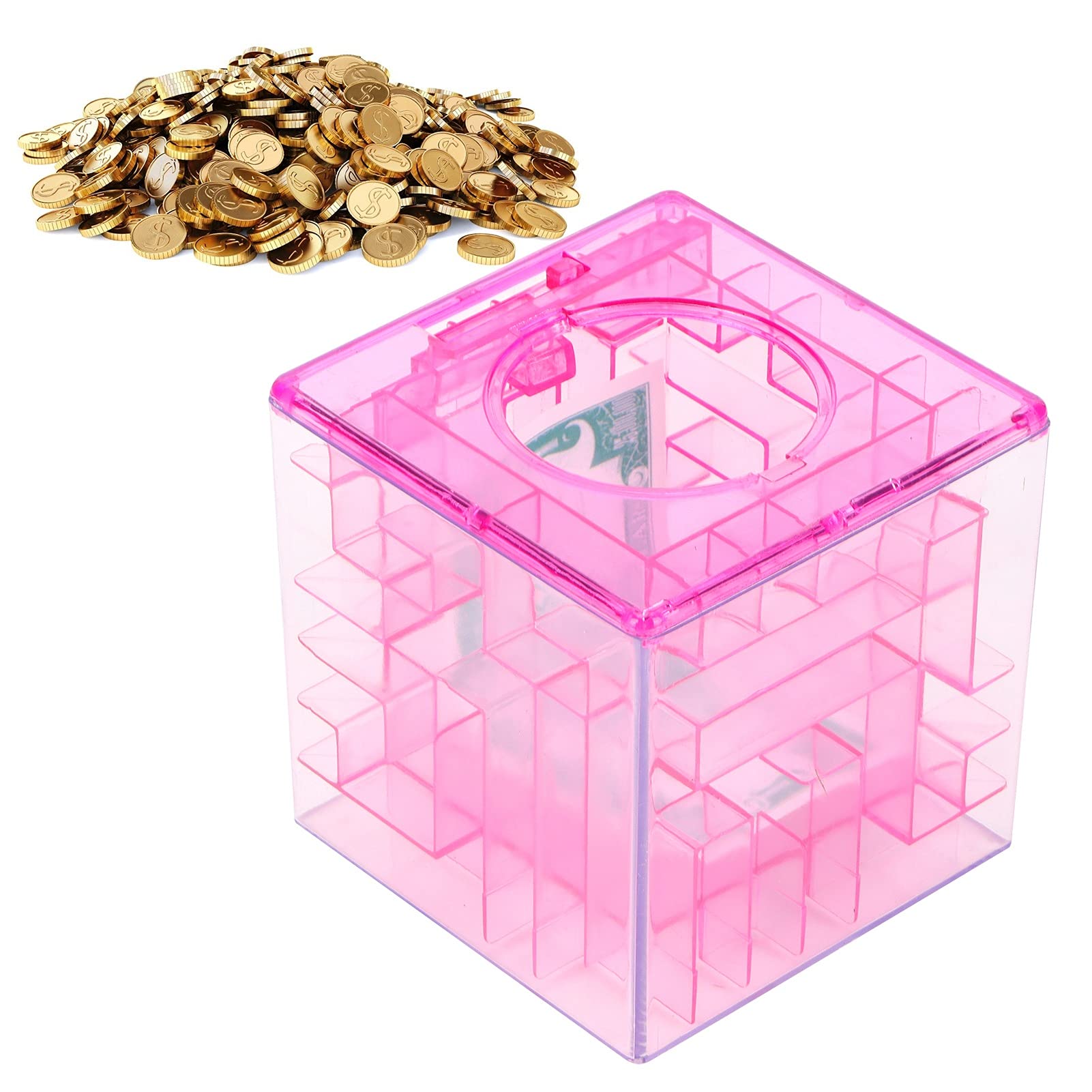 Money Maze Puzzle Box - Fun Brain Teaser & Educational Toy for Kids & Adults - Unique Birthday Gift for Puzzle Lovers (Pink) - Perfect for Parties, Family Game Nights & Stress Relief