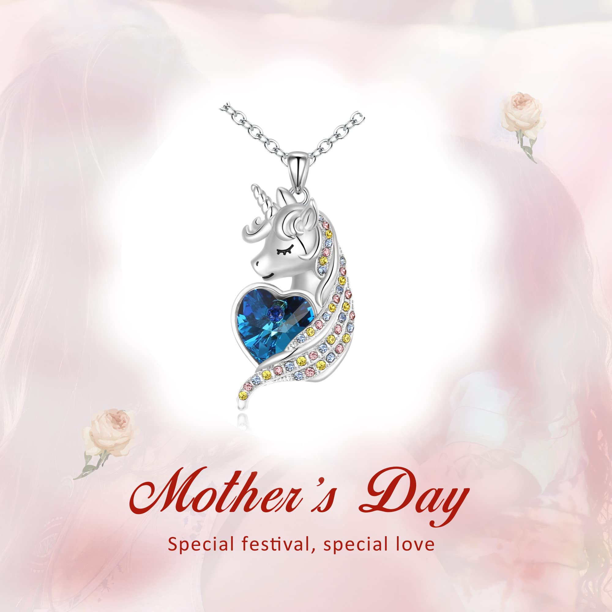 Flyonce Heart Crystal Unicorn Necklace for Women - Elegant Valentines Day Gift, Birthday Jewelry for Daughter & Granddaughter | Perfect for Romantic Dates, Special Occasions & Everyday Wear