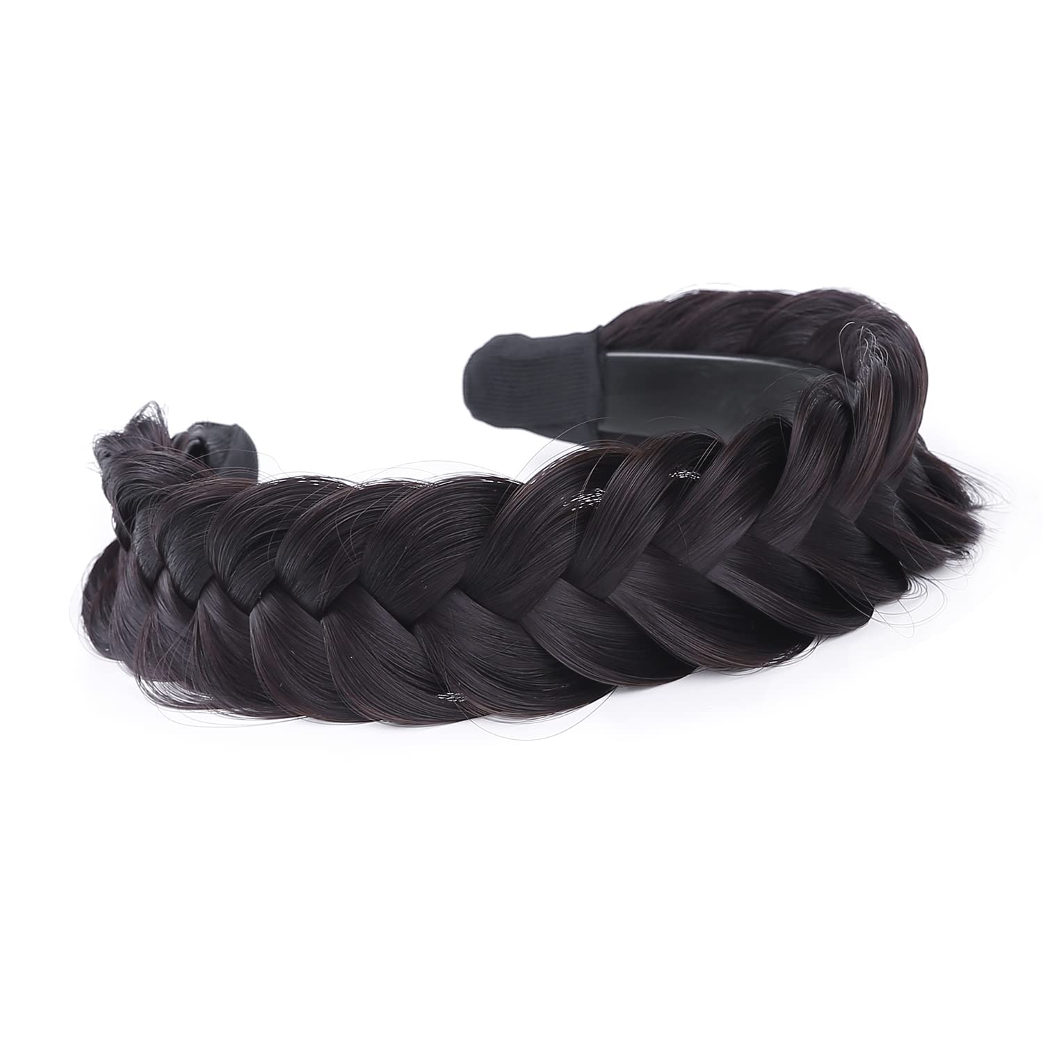 Vowyore Wide Fishtail Braid Headband with Teeth - Classic Chunky Synthetic Hairpiece for Women & Girls | Perfect for Weddings, Parties & Everyday Hair Accessories