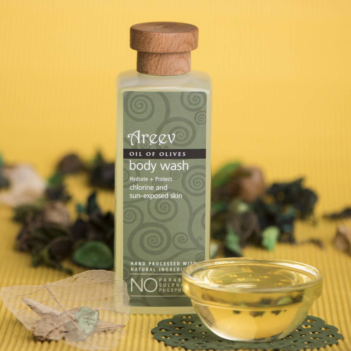 Areev Natural Olive Oil Body Wash - Chemical Free, 300ml - Hydrating & Nourishing for Dry & Sensitive Skin - Perfect for Daily Shower & Spa Relaxation