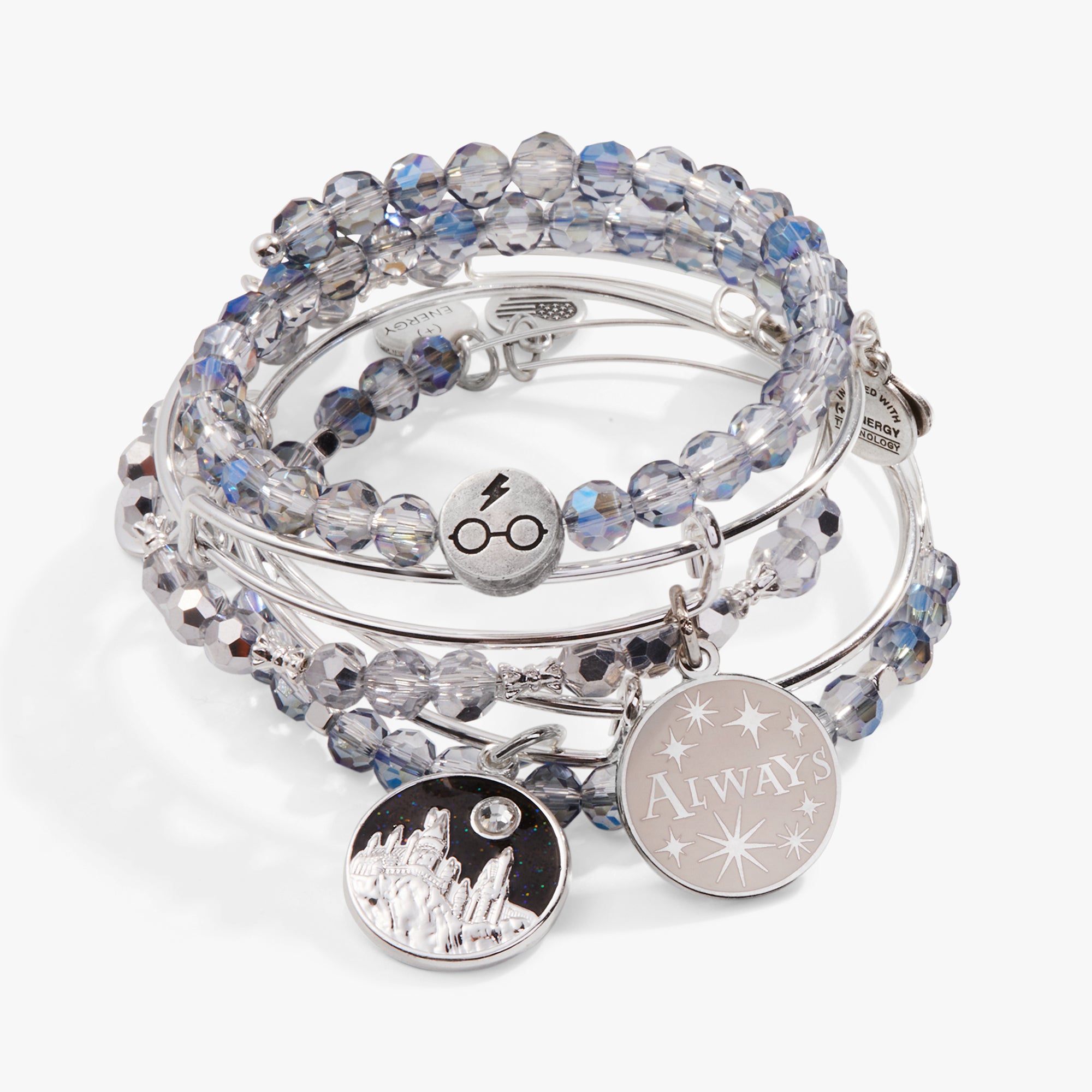 Harry Potter 'Always' Charm Bangles Set of 5 - Stylish Wrist Bracelets for Fans, Gift for Potterheads, Perfect for Cosplay, Halloween & Everyday Wear