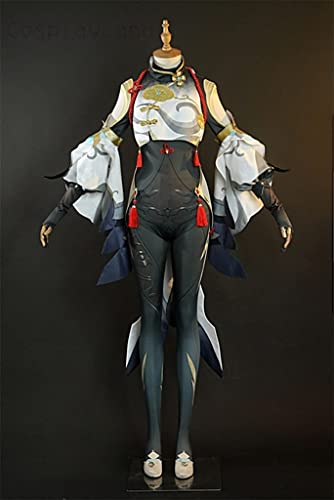 Genshin Impact Shenhe Cosplay Costume Full Set with Accessories - Official Anime Character Outfit for Halloween, Conventions & Themed Parties