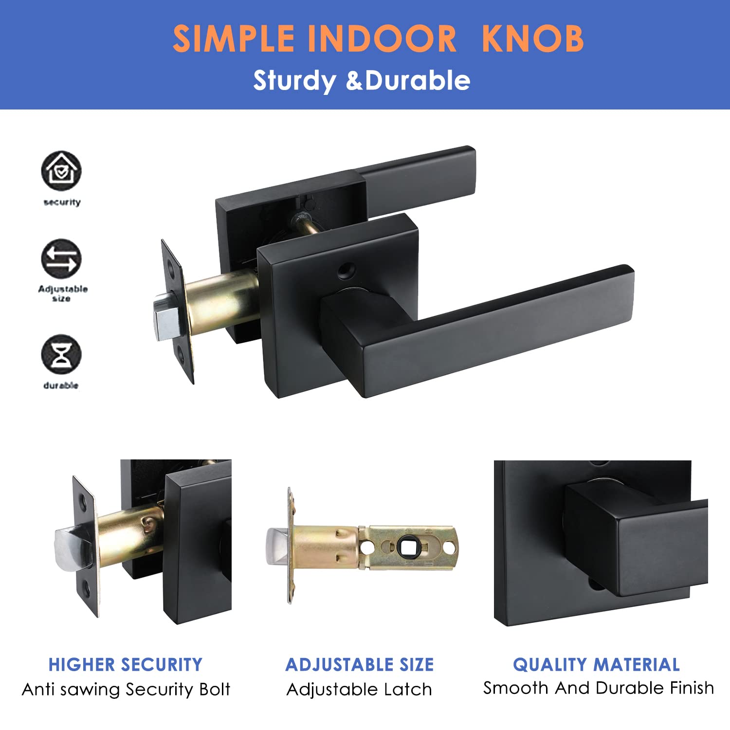 Heavy Duty Zinc Alloy DYM Hall & Closet Door Lock with Lever - 5 Pack for Home, Office, and Child Safety Security