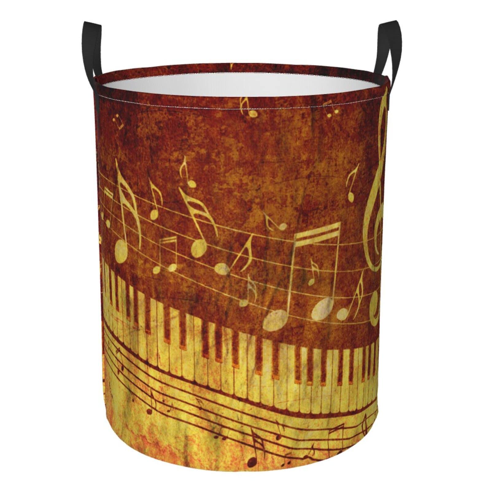 FeHuew Grunge Piano Keys Collapsible Laundry Basket - Waterproof Fabric Hamper with Handle for Clothes, Toys & Bathroom Storage | Perfect for Bedroom, Dorm & Laundry Room Organization