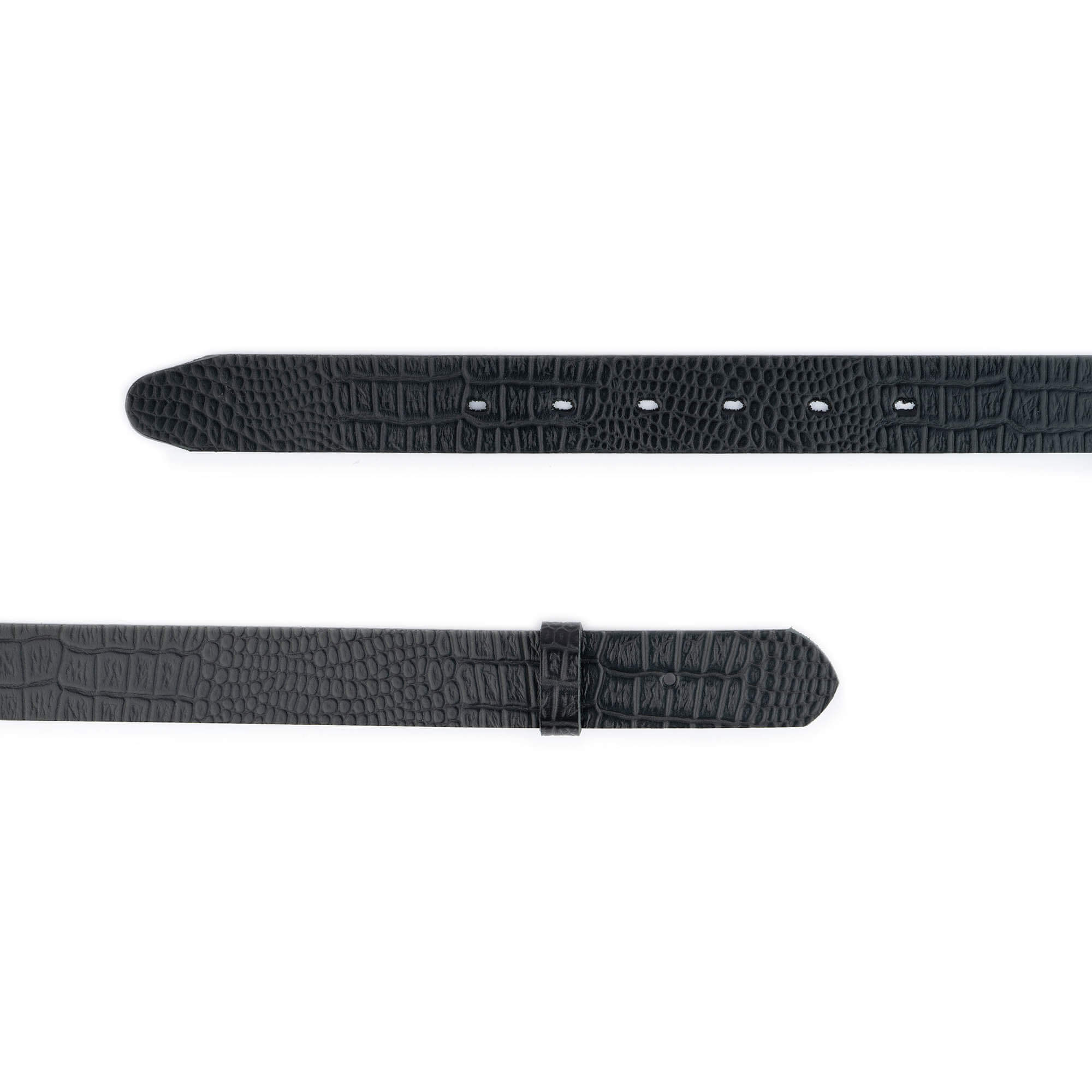 3.0 cm Black Croco Embossed Leather Belt Replacement Strap for Ferragamo Buckles - Adjustable Pre-Made Holes for Men & Women | Perfect for Office, Casual & Formal Outfits