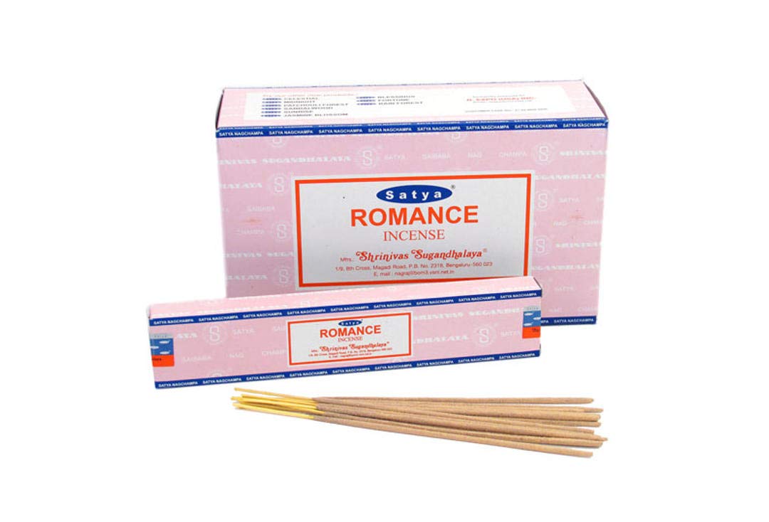 Satya Nag Champa Romance Incense Sticks - 12 Pack Box | Premium Aromatic Incense for Meditation, Yoga & Relaxation | Long-Lasting Fragrance for Home & Spiritual Practices