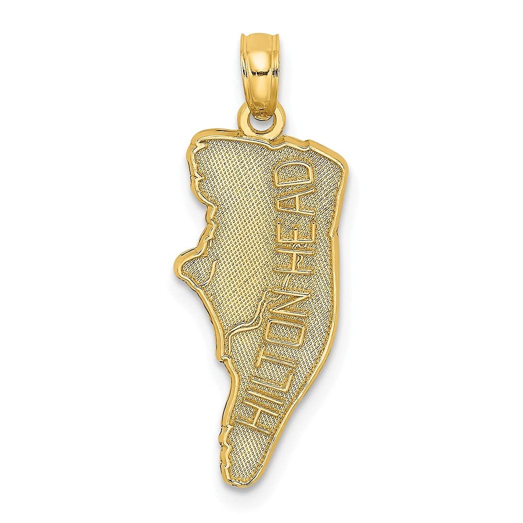 14K Gold Textured Hilton Head Map Pendant Necklace - Elegant Coastal Jewelry Gift for Women, Mothers, Wives - Perfect for Beach Vacations, Anniversary & Birthday Presents