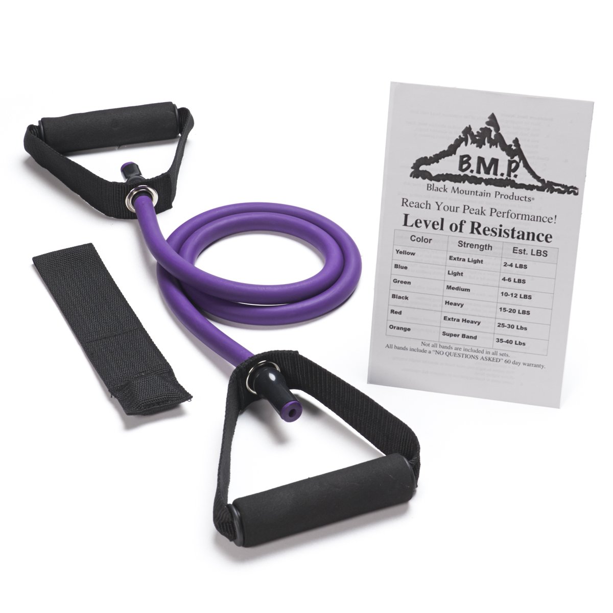 Black Resistance Band with Door Anchor - Home Workout & Fitness Training