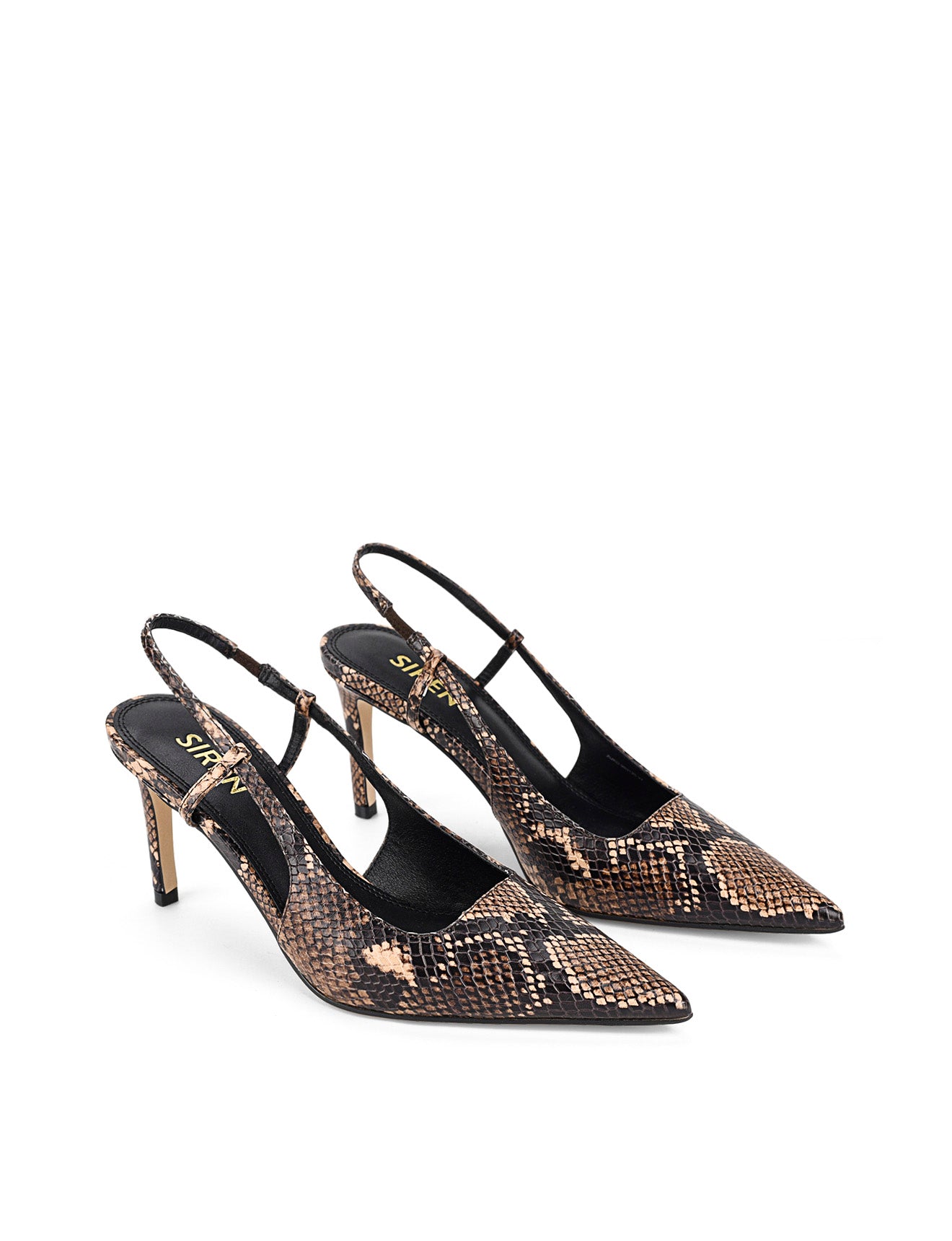 Zuko Women's Slingback Heels - Genuine Brown Snake Leather Pumps for Women | Comfortable Dress Shoes for Office, Party & Special Occasions