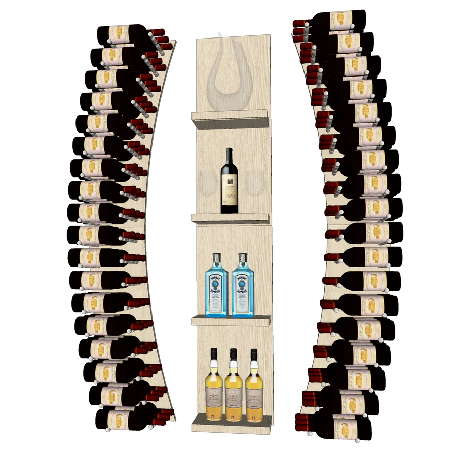 Blue Grouse THE WINE BAR CURVED VINdustry Wine Wall - Premium Curved Wine Rack for Home Bar, Kitchen & Dining Room Decor - Perfect for Wine Storage & Display in Restaurants, Hotels & Wine Cellars