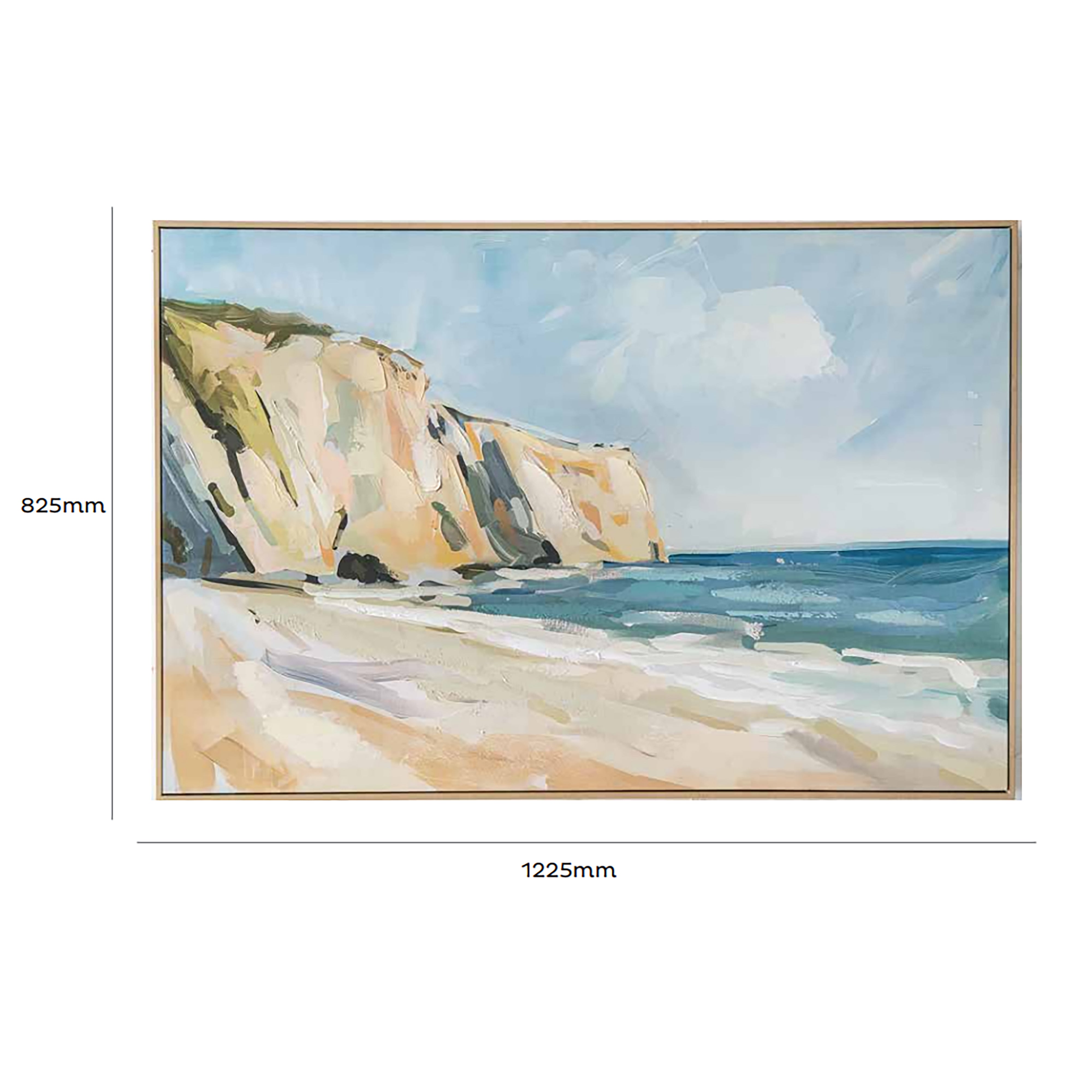 Urban Style Brushmarks Embellished Canvas Painted Shore Wall Art - Coastal Beach Decor for Living Room, Bedroom & Office