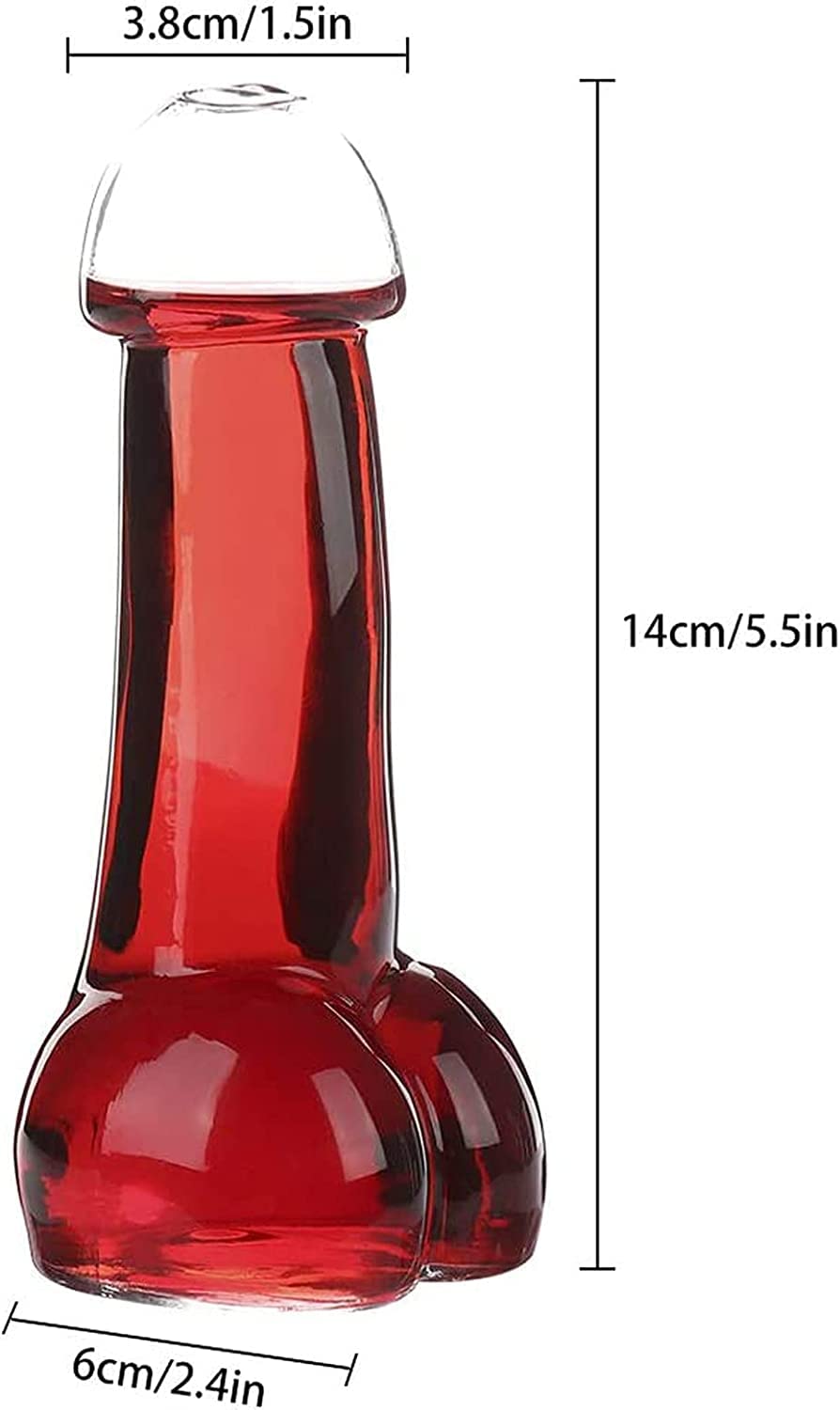 Funny Penis Wine Glasses - Novelty Champagne & Whiskey Drinking Glasses for Parties, Bars, Nightclubs - Creative Transparent Decorations for Bachelorette, Birthday & Adult Themed Events (Set of 1)